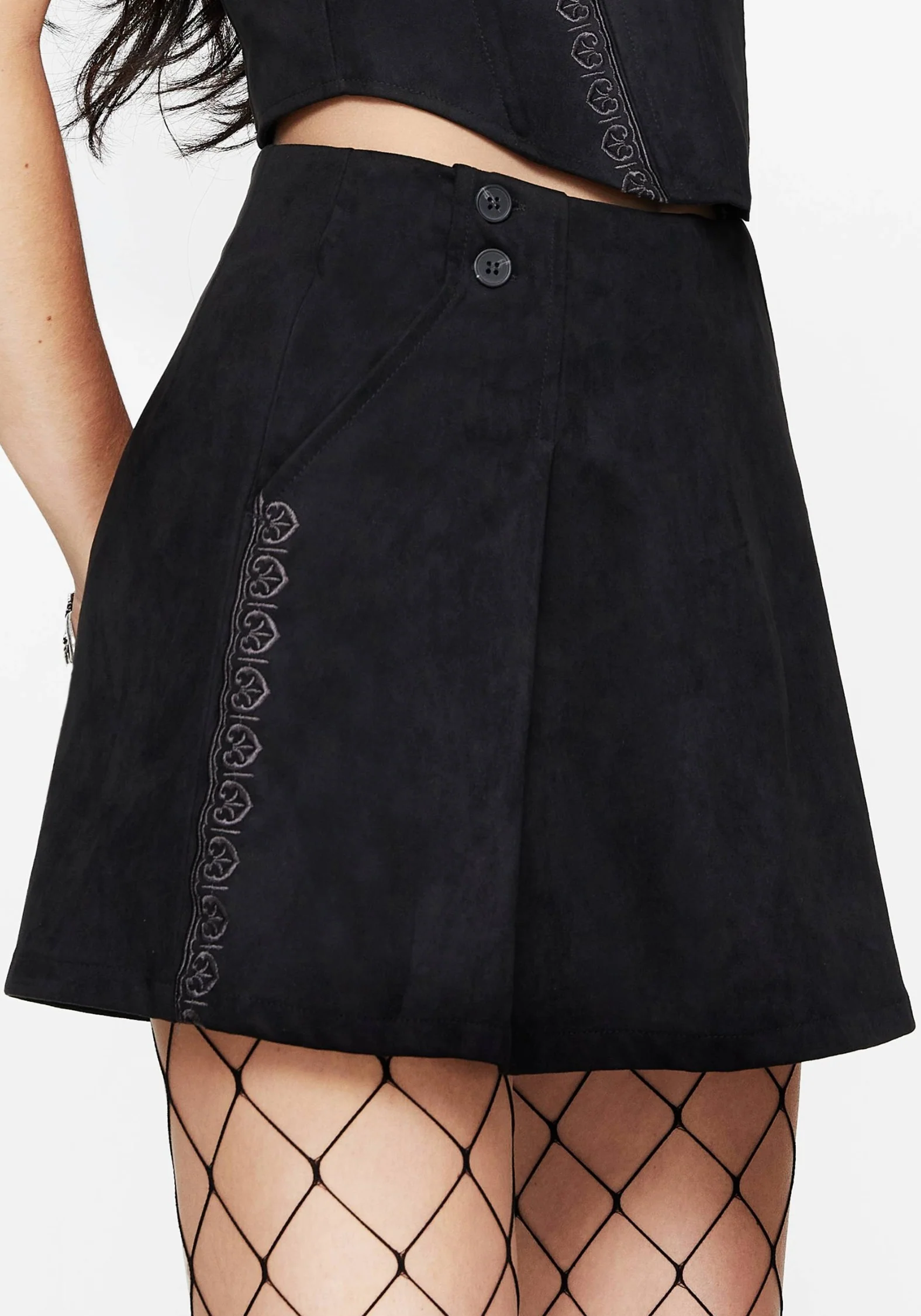 Lauma Embroidered Faux Suede Skort - Image 2