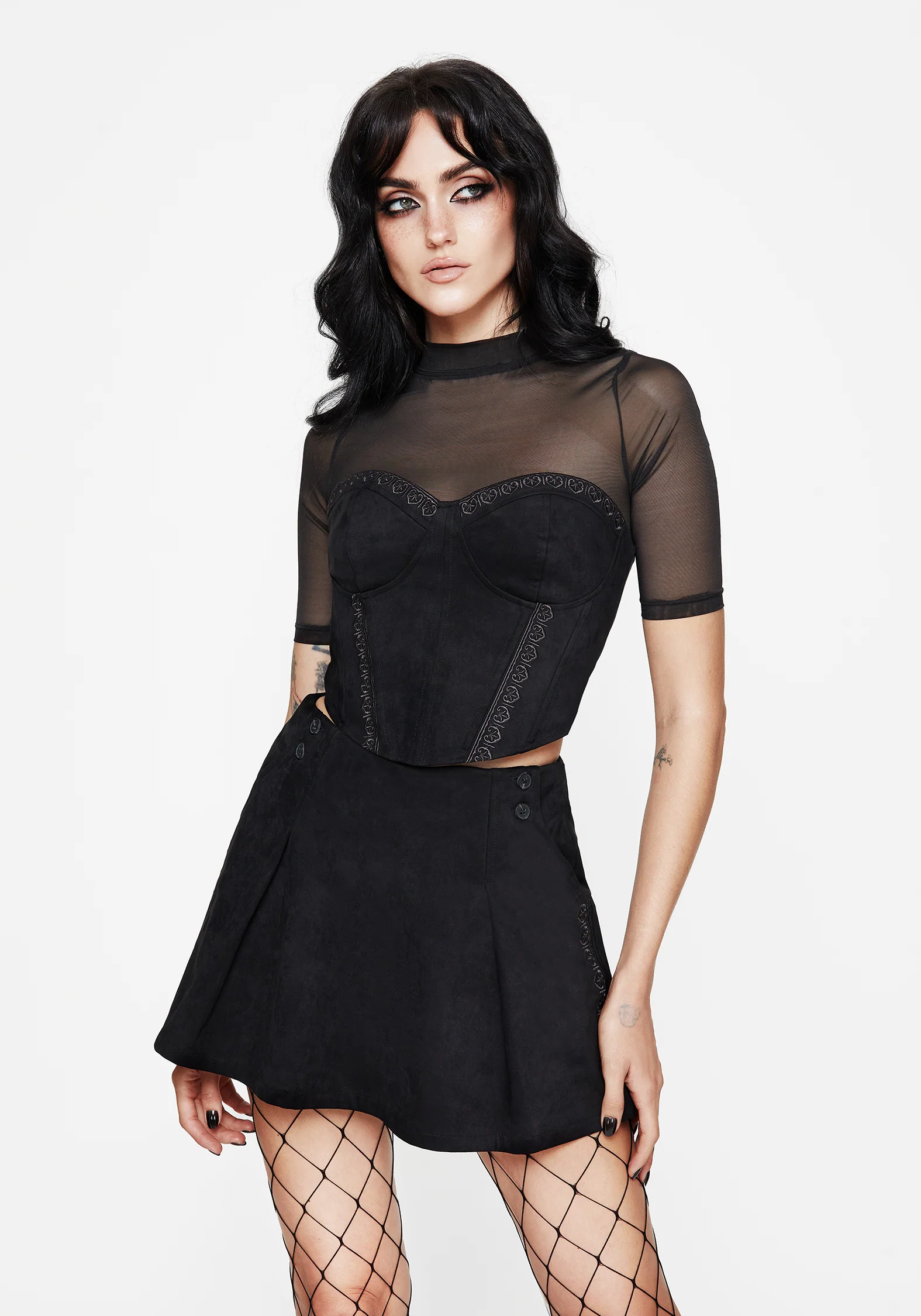 Lauma Embroidered Faux Suede Skort - Image 8