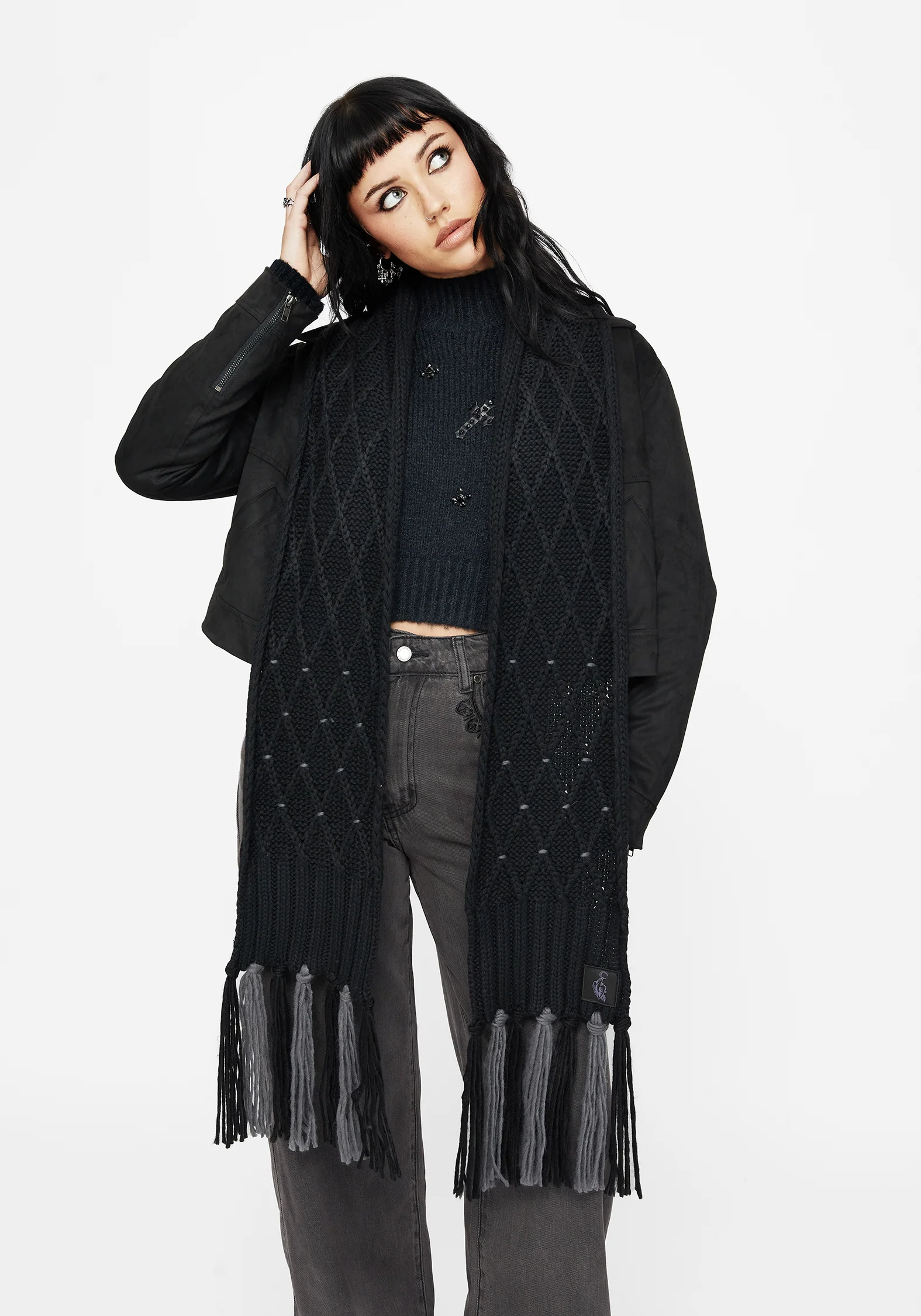 Layla Criss Cross Black Scarf - Image 3