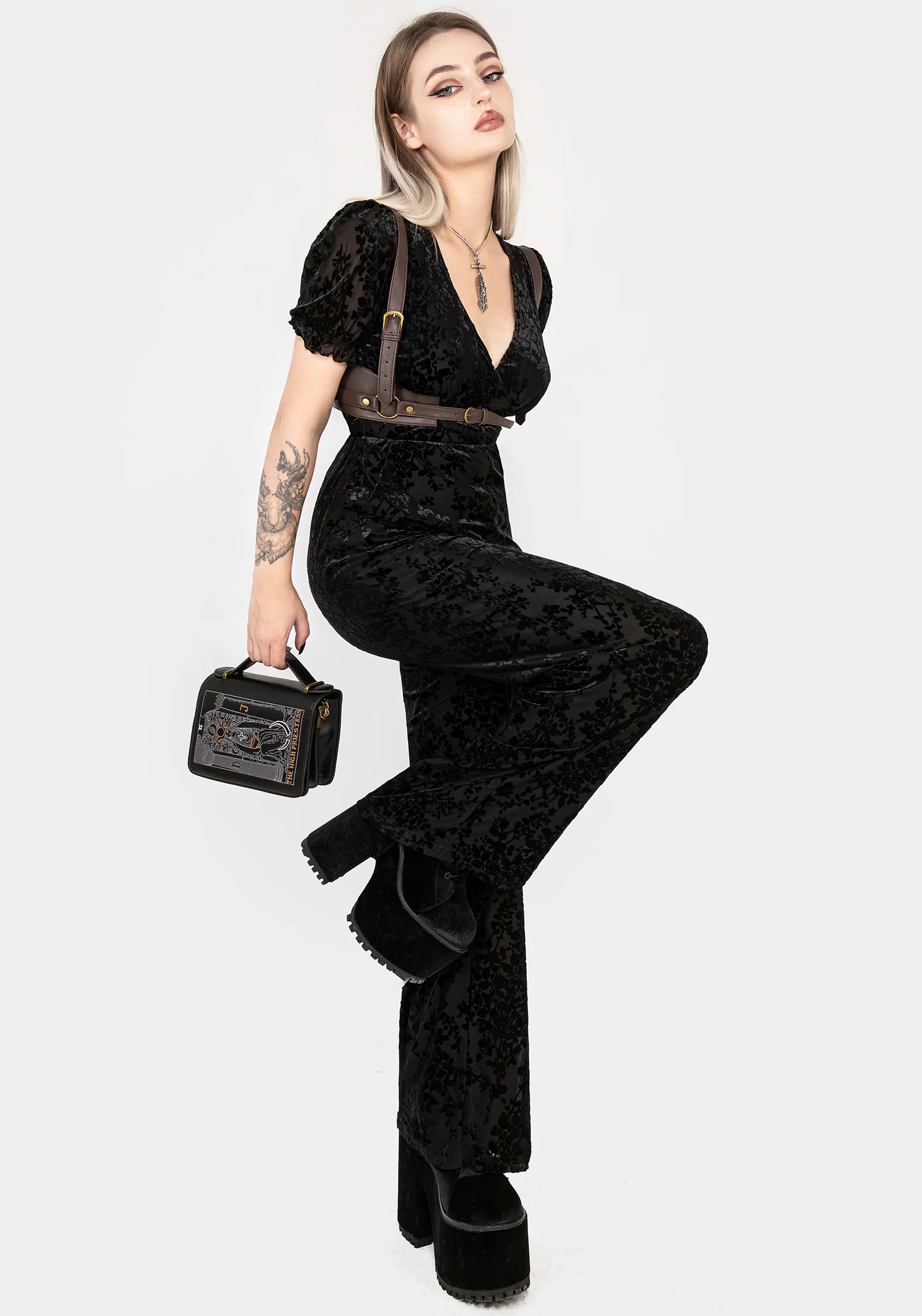 Lilias Devoré Velour Mesh Jumpsuit - Image 7