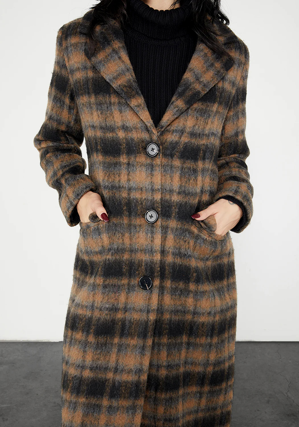Lore Plaid Longline Coat - Image 3