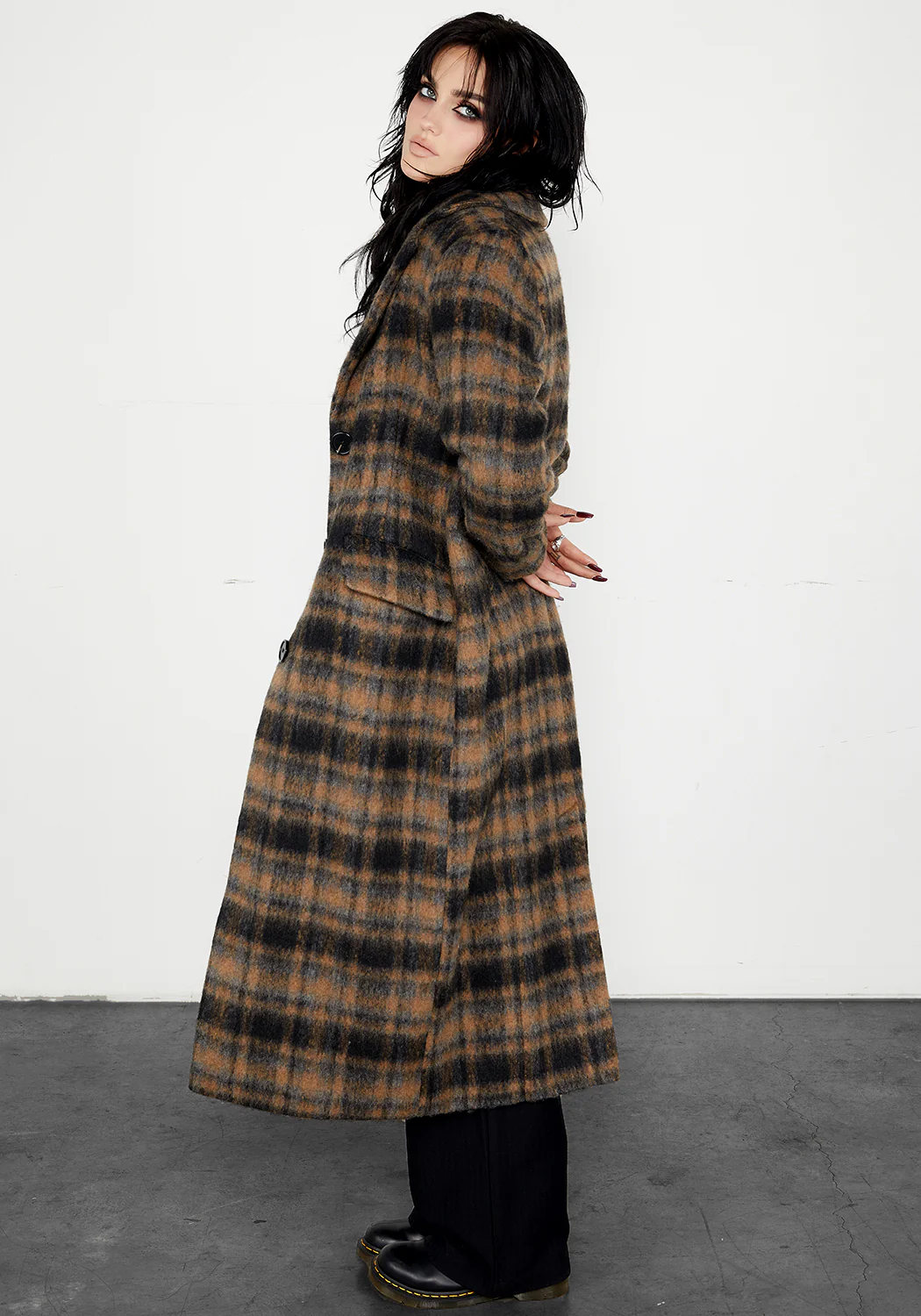 Lore Plaid Longline Coat - Image 4