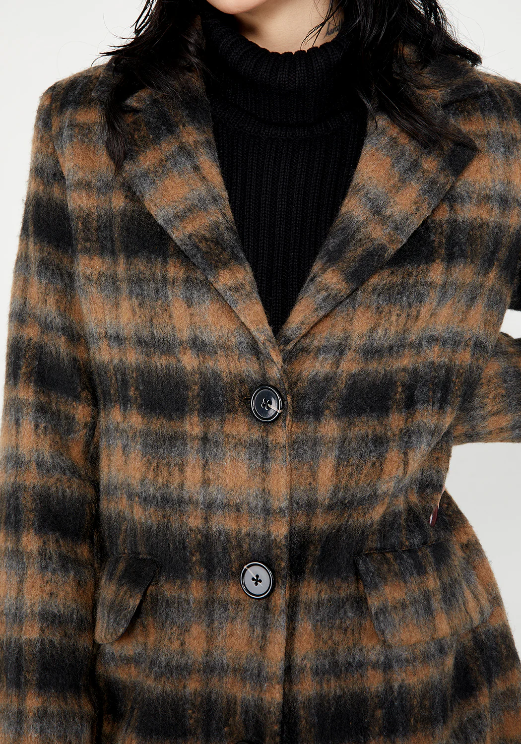 Lore Plaid Longline Coat - Image 5