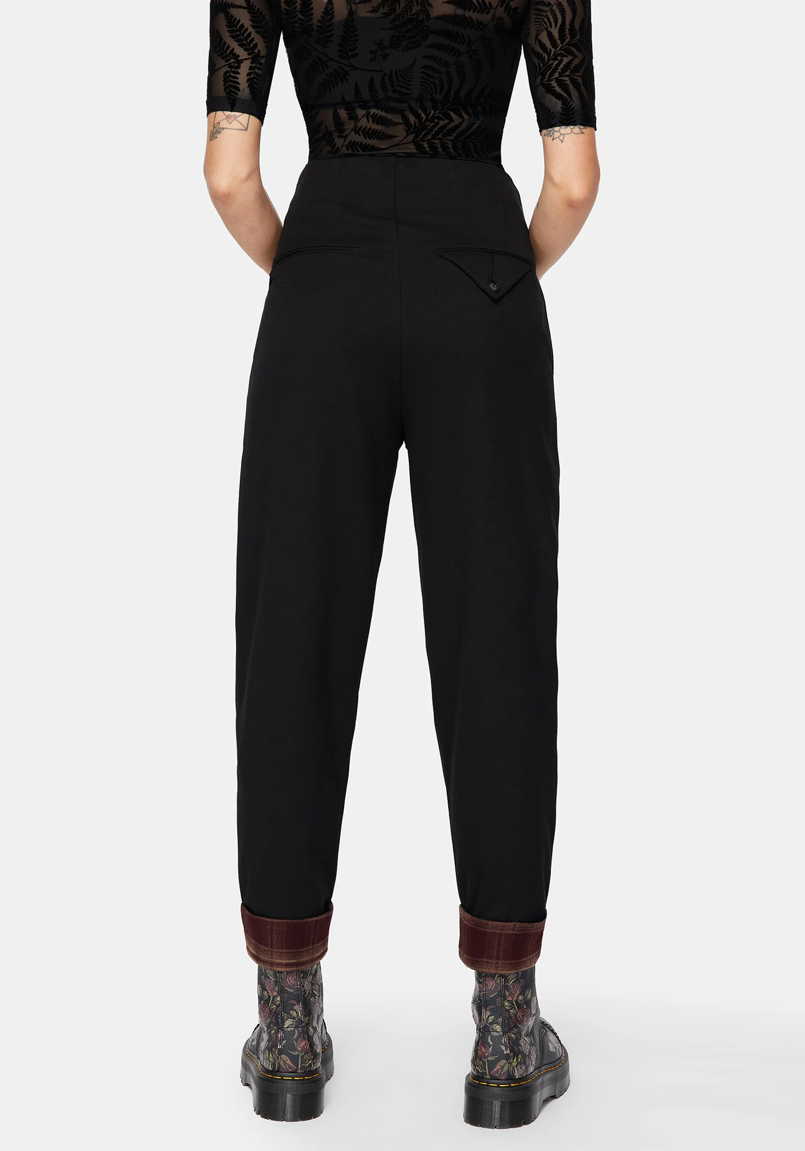 Loura Tapered Leg Check Turn Up Trouser - Image 3