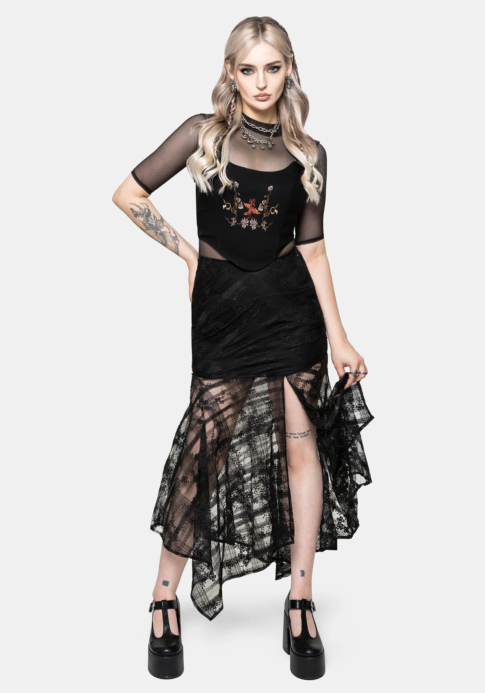 Lucie Lace Asymmetric Hanky Maxi Skirt - Image 6