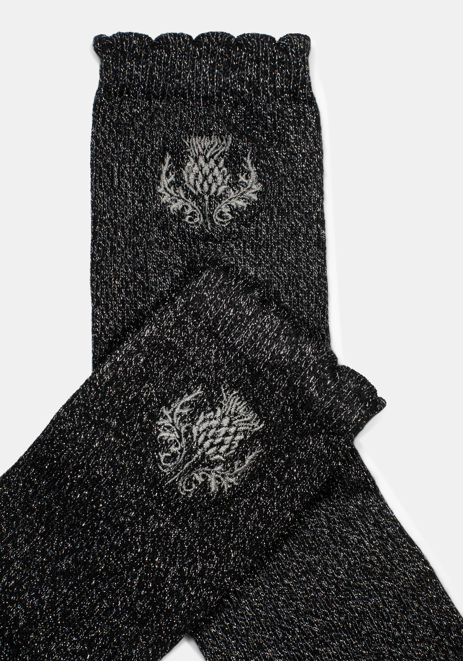 Lurex Thistle Embroidered Socks - Image 2