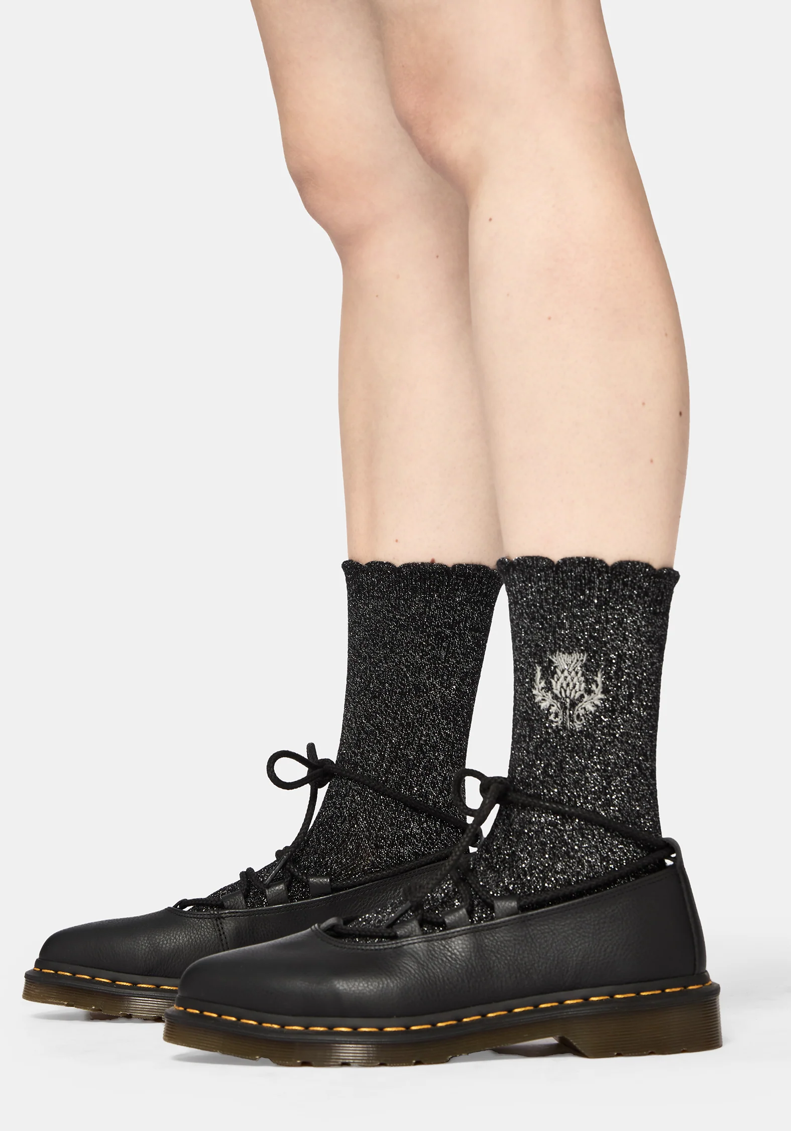 Lurex Thistle Embroidered Socks - Image 3
