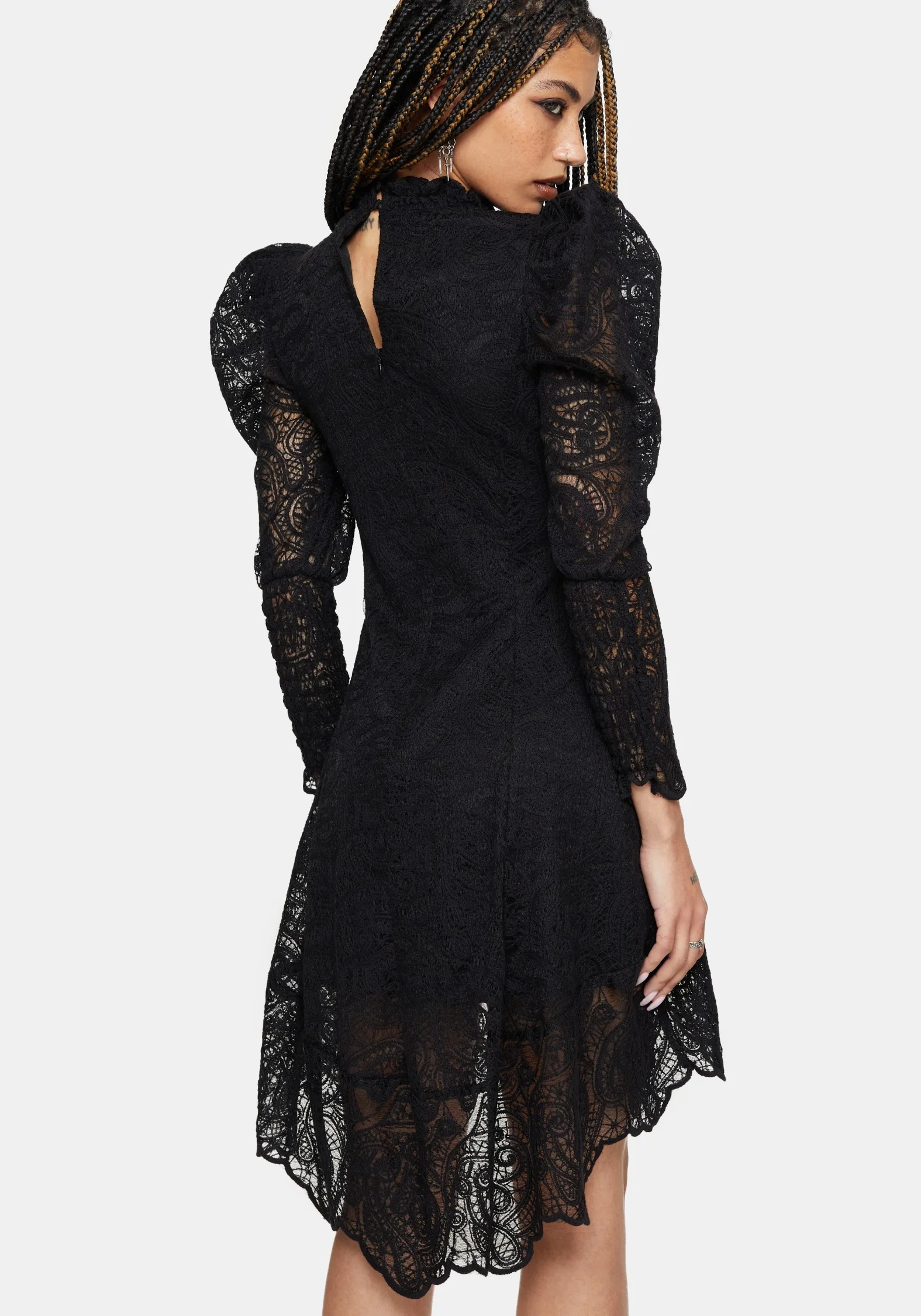 Lyra High Neck Lace Mini Dress - Image 3