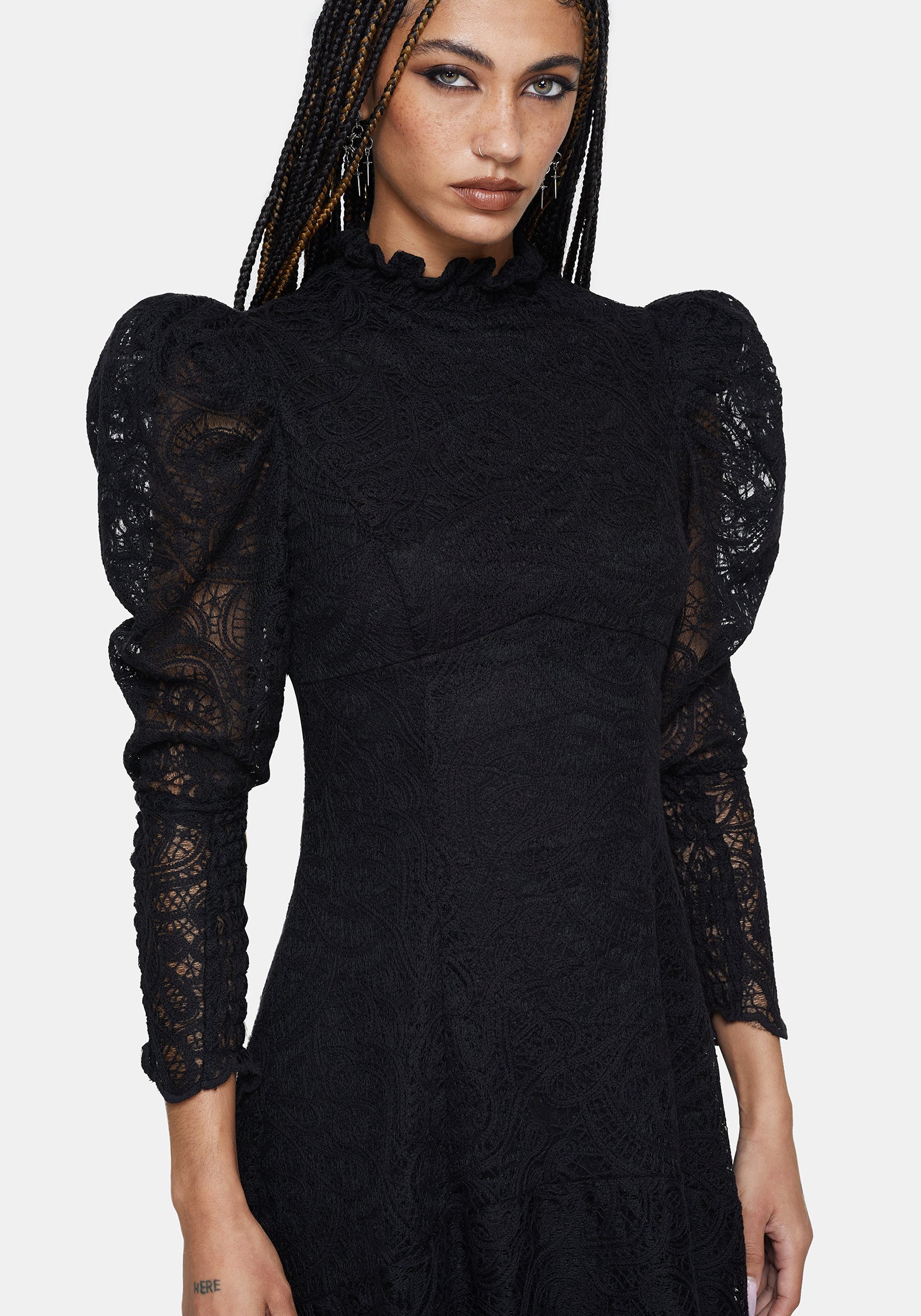 Lyra High Neck Lace Mini Dress - Image 7