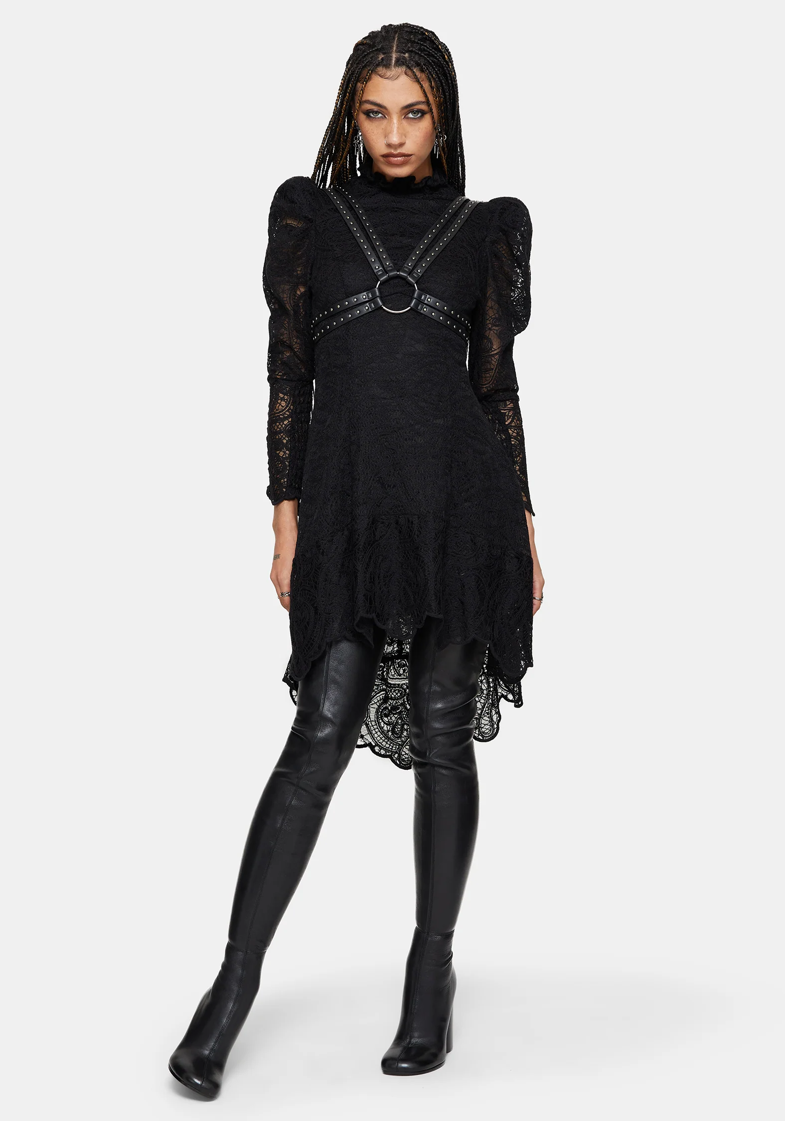 Lyra High Neck Lace Mini Dress - Image 9