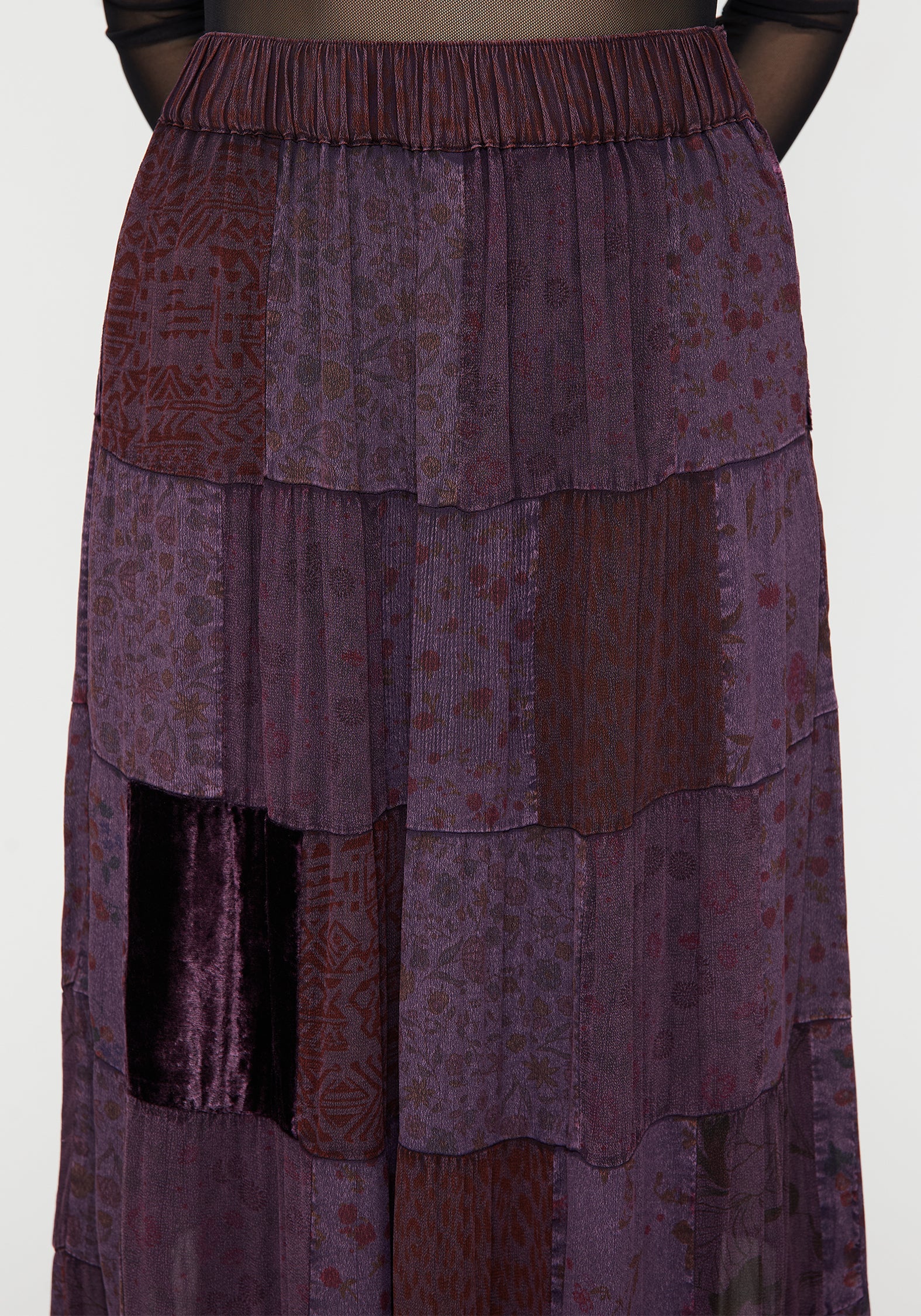 Mabel Floral Printed Patchwork Skirt - Image 2