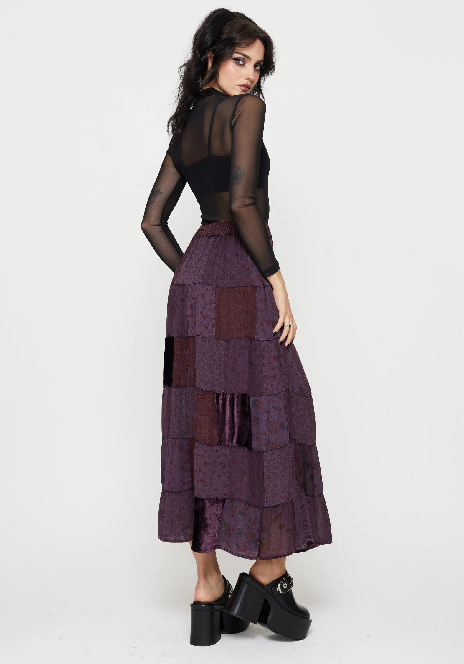 Mabel Floral Printed Patchwork Skirt - Image 3