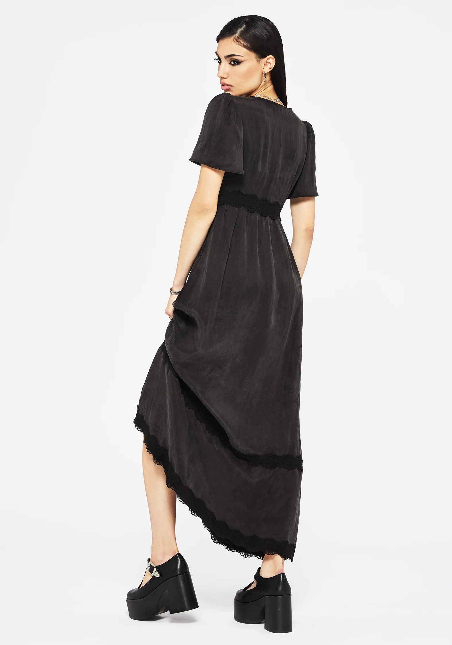Maeve Lyocell Blend Lace Detail Maxi Dress - Image 3