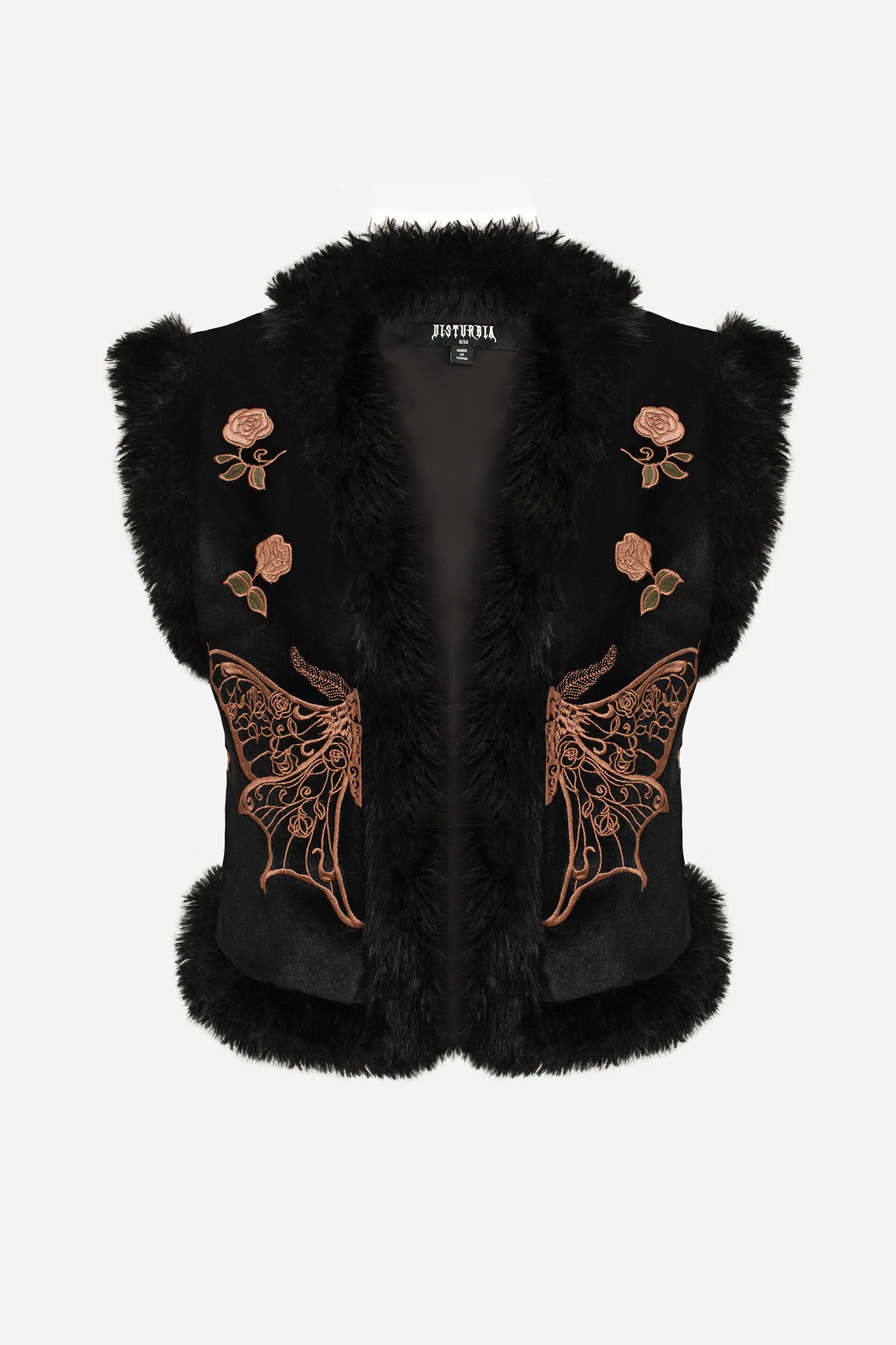 Maeve Faux Fur Embroidered Moth Gilet - Image 10