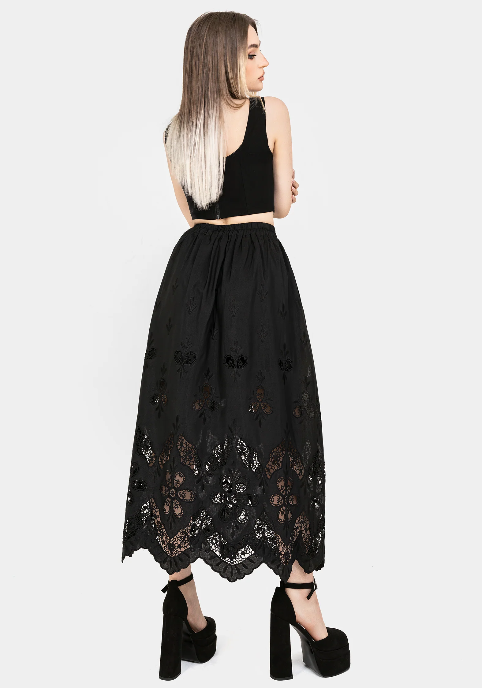 Maple Broderie Hem Maxi Skirt - Image 3