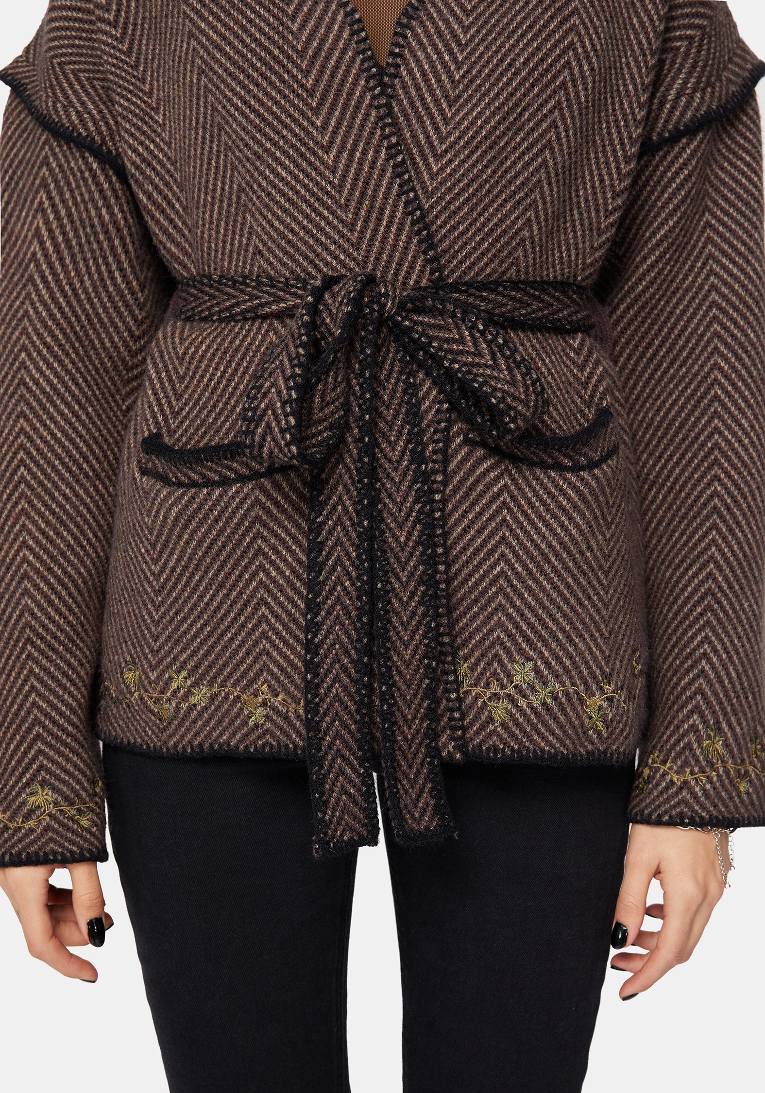 Maraea Belted Herringbone Coatigan - Image 2