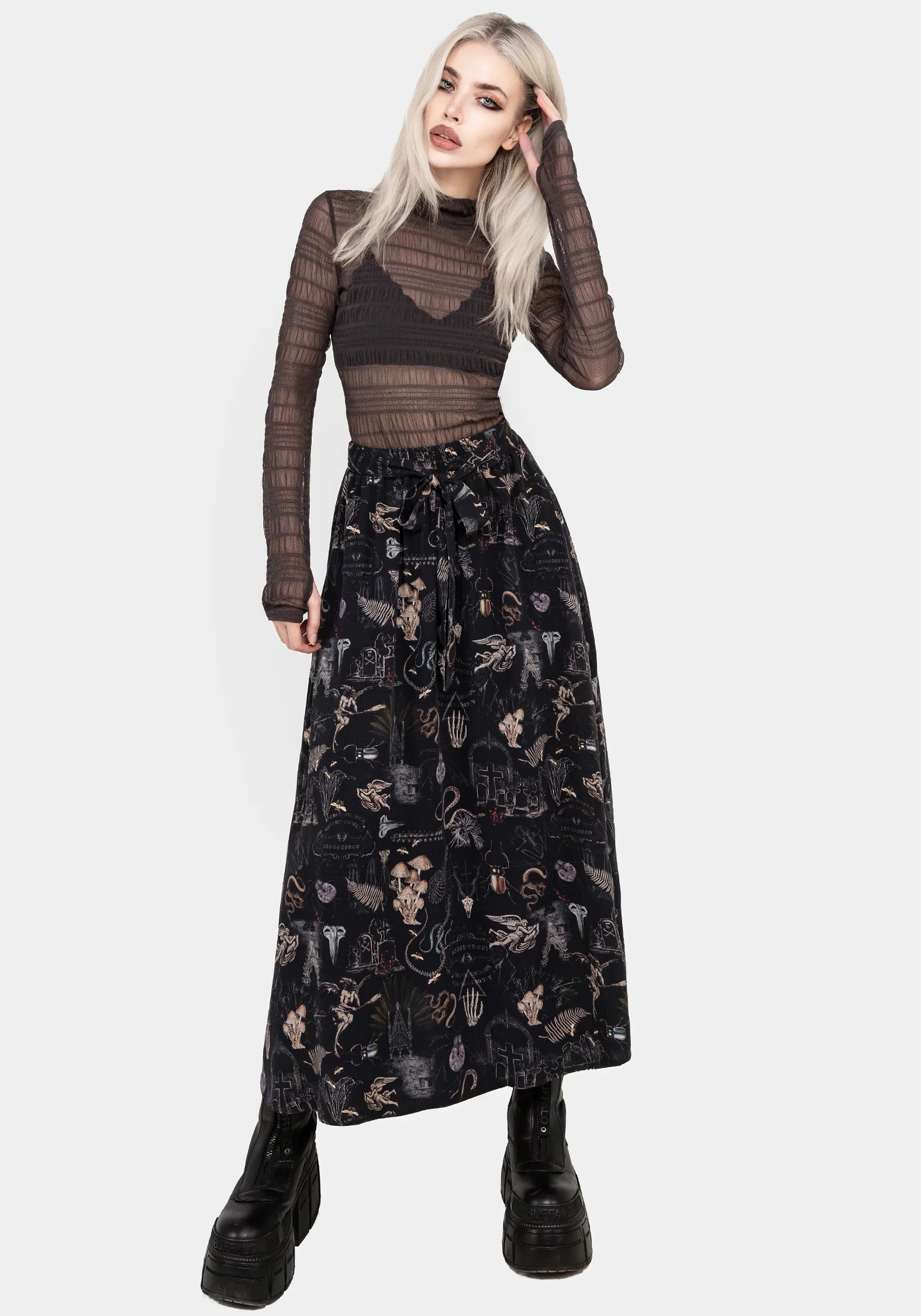 Maudeline Victoriana Print Eco-Viscose Midaxi Skirt - Image 5