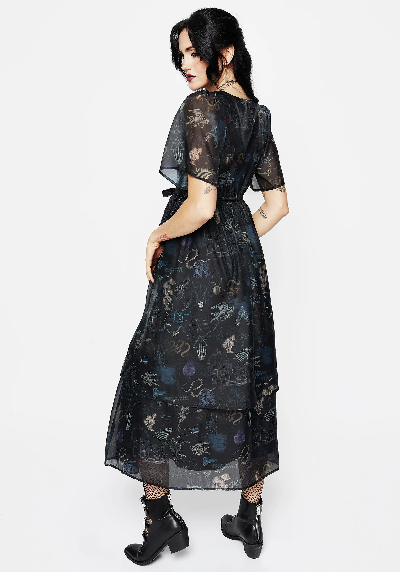 Maudeline Victoriana Print Layered Organza Midaxi Dress - Image 3