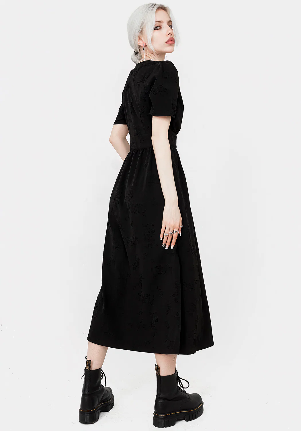 Medea Jacquard V-Neck Midaxi Dress - Image 3