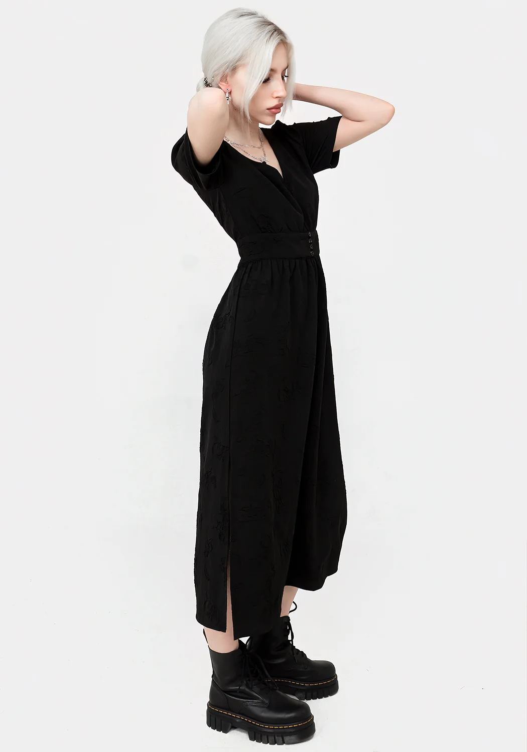 Medea Jacquard V-Neck Midaxi Dress - Image 7