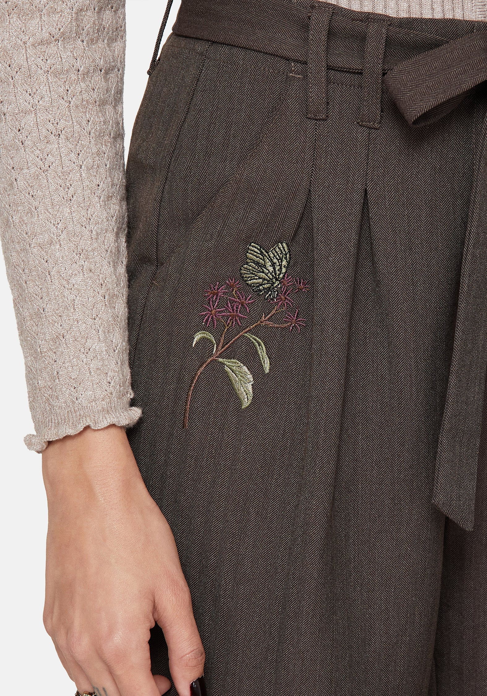 Meliae Moth Embroidered Tapered Trousers - Image 2