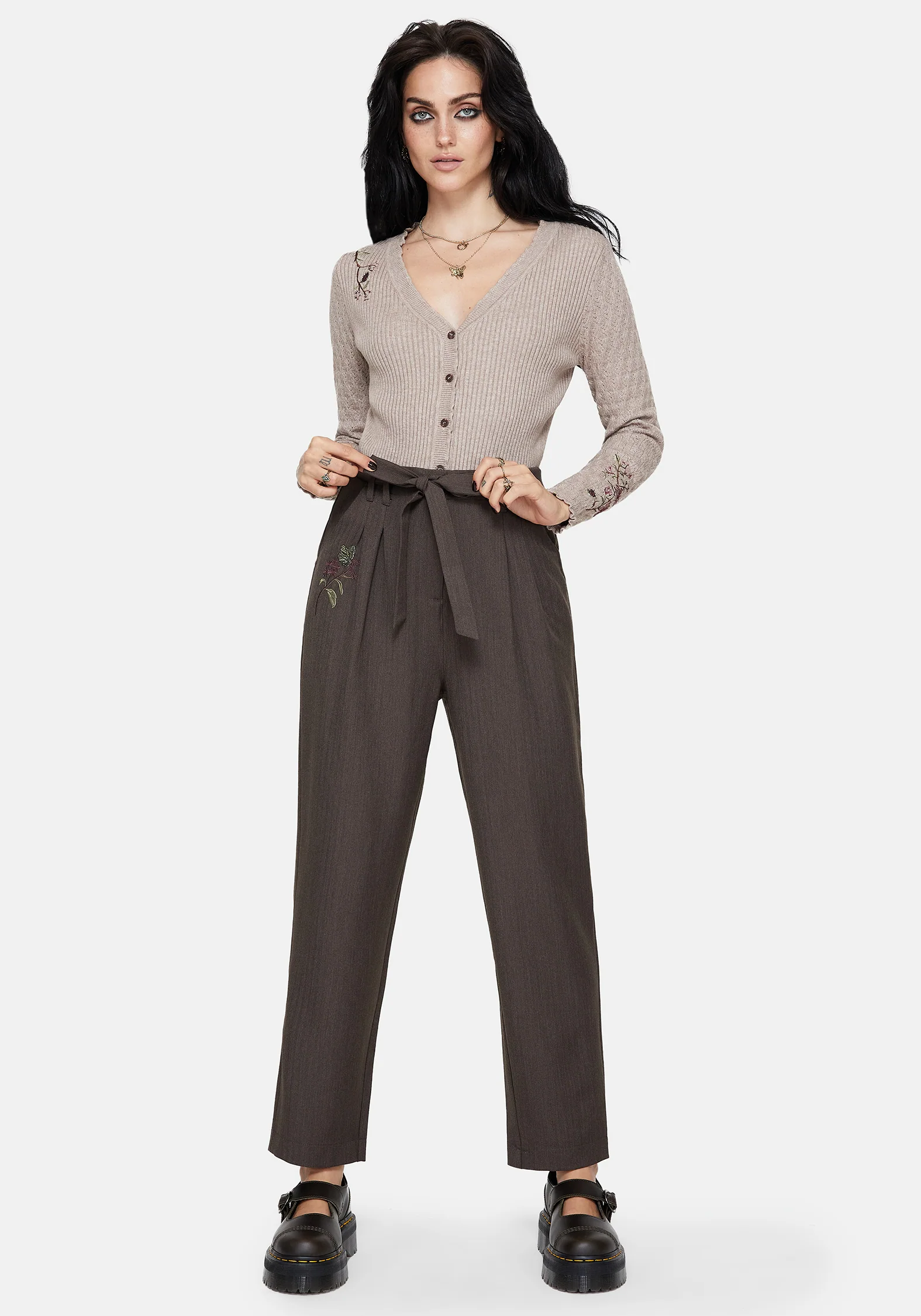 Meliae Moth Embroidered Tapered Trousers - Image 5