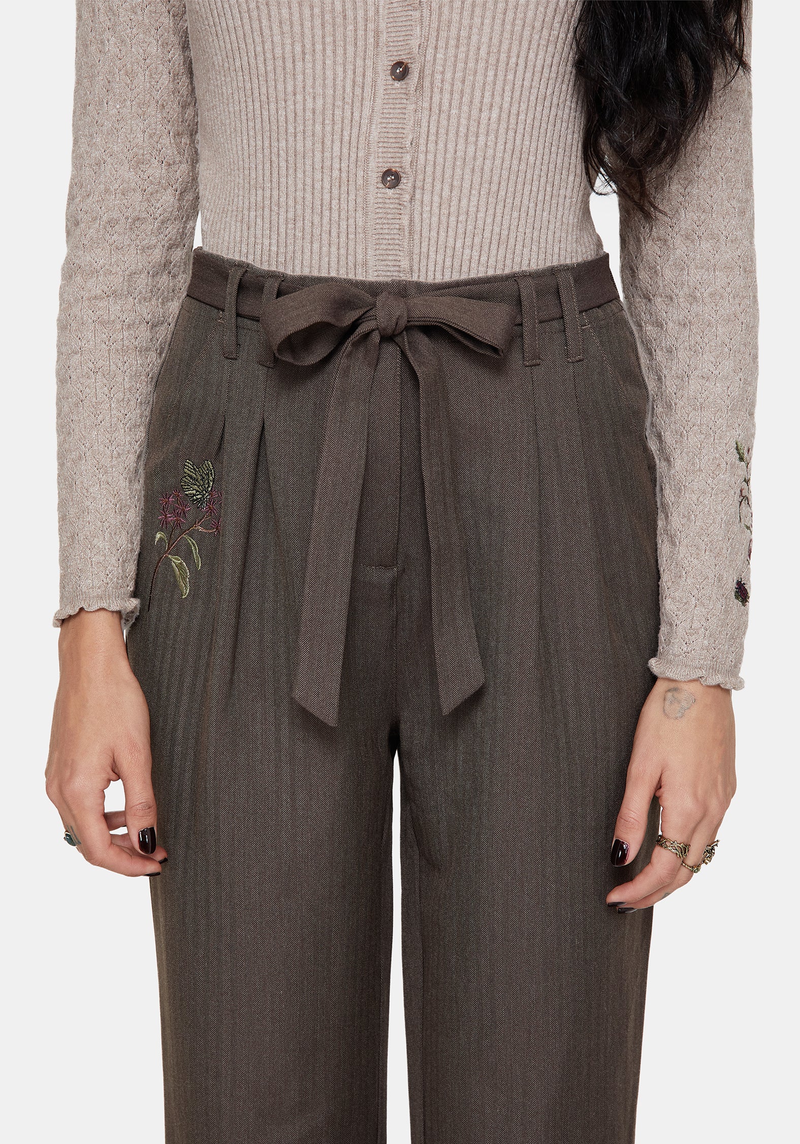Meliae Moth Embroidered Tapered Trousers - Image 6