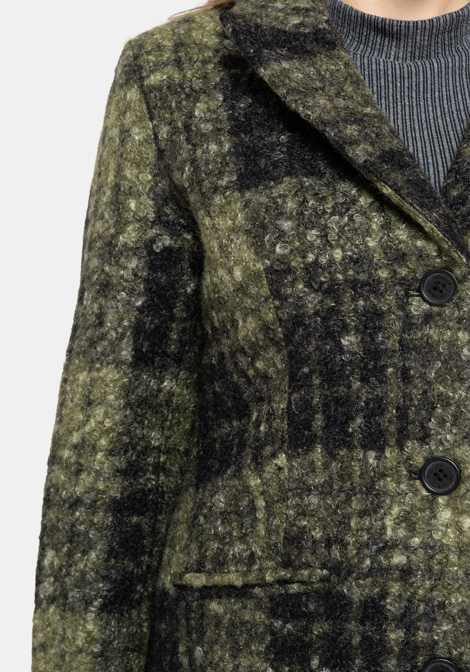 Memory Borg Check Longline Coat - Green - Image 2