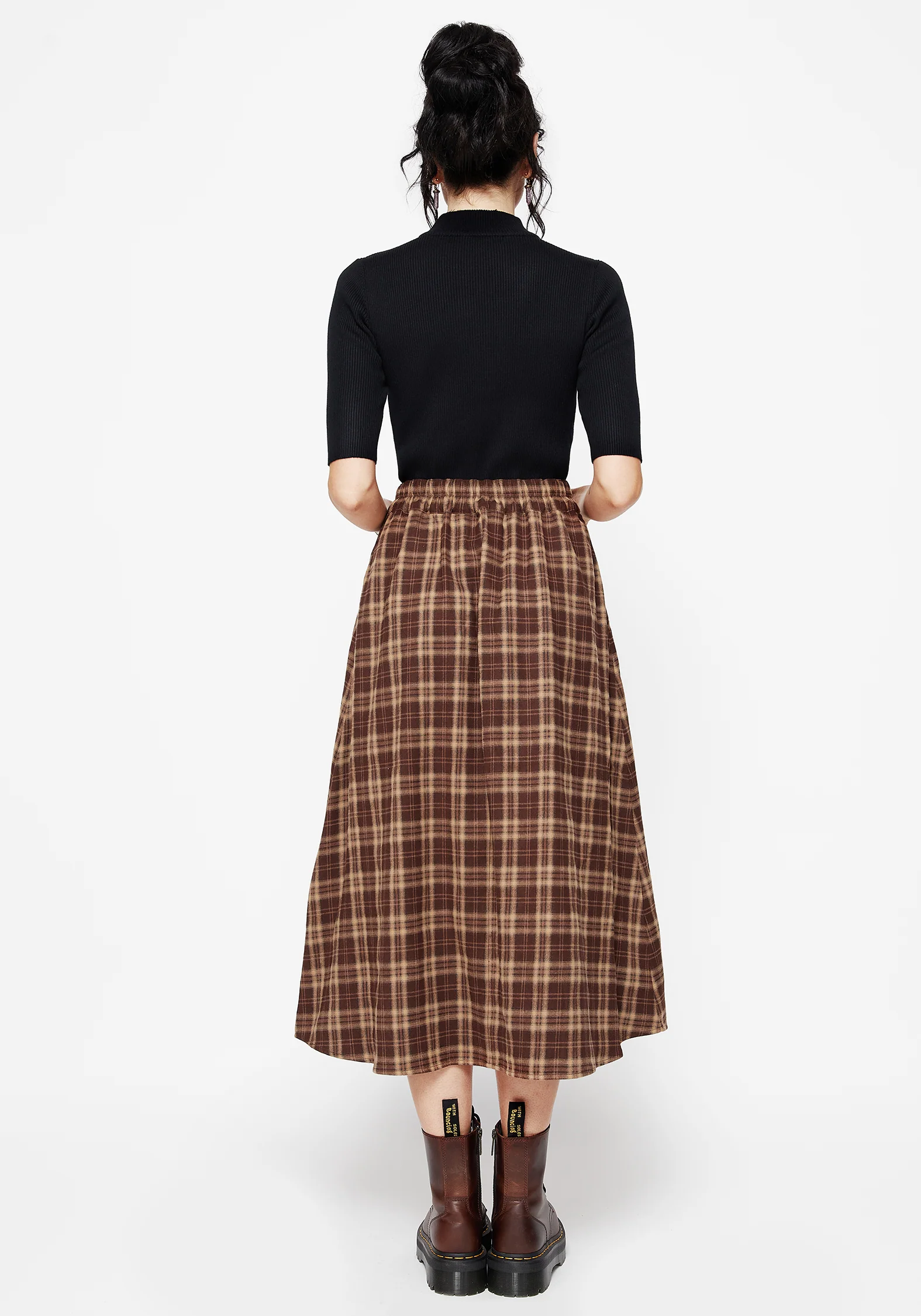 Milo Check Button Down Front Split Midi Skirt - Image 3
