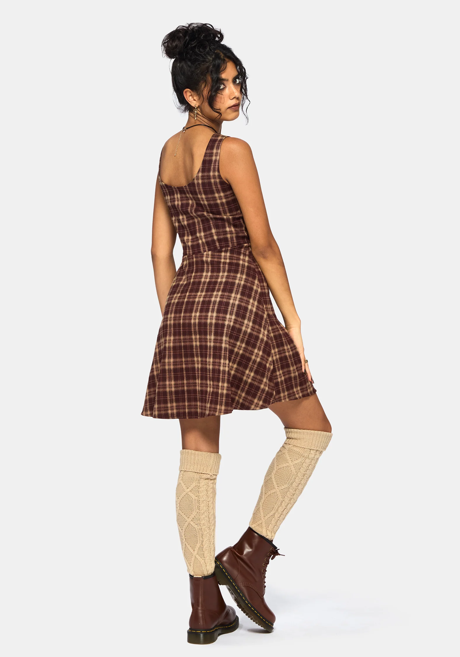 Milo Check Pinafore Mini Dress - Image 3