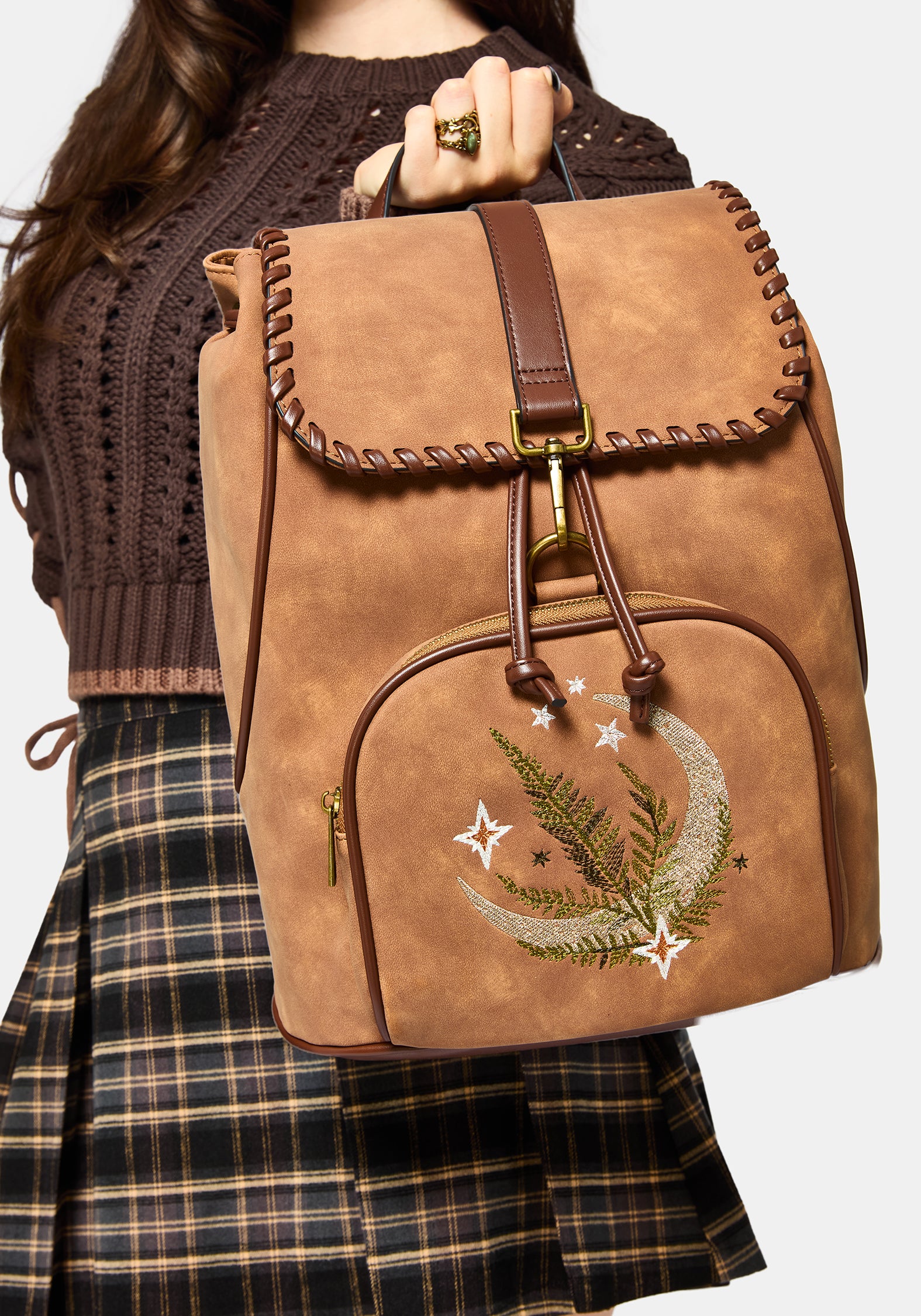 Moonlit Moon Embroidered Backpack - Image 6