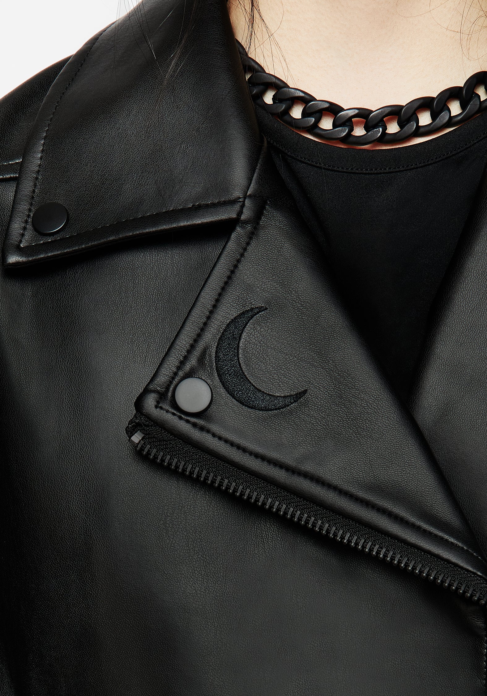 Mori Embroidered Faux Leather Jacket - Image 3