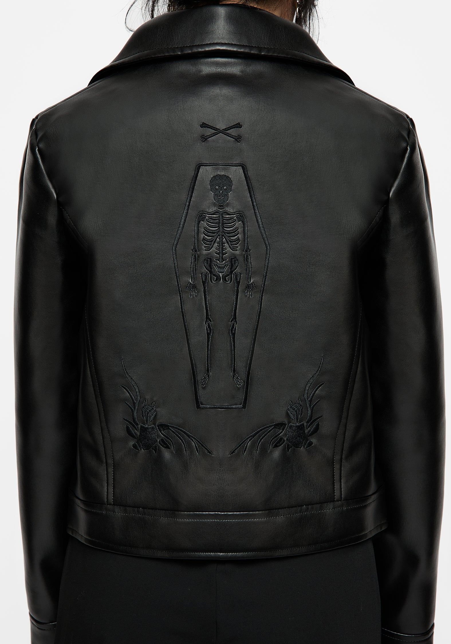 Mori Embroidered Faux Leather Jacket - Image 4