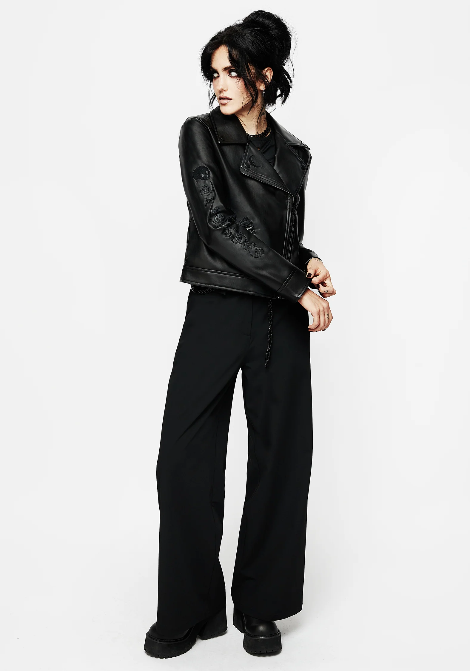 Mori Embroidered Faux Leather Jacket - Image 8