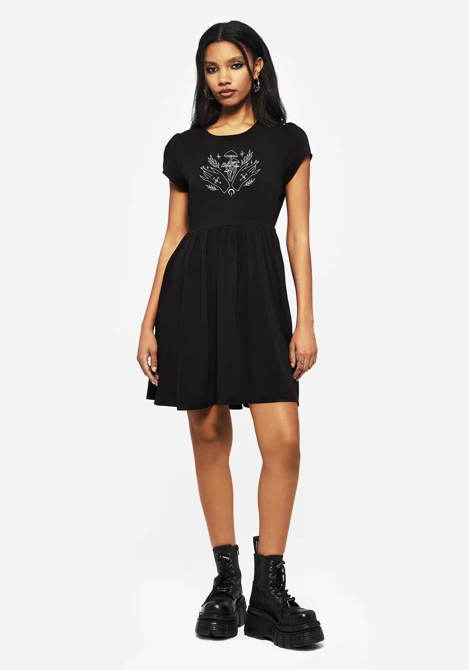 Mystify Embroidered Skater Mini Dress - Image 4