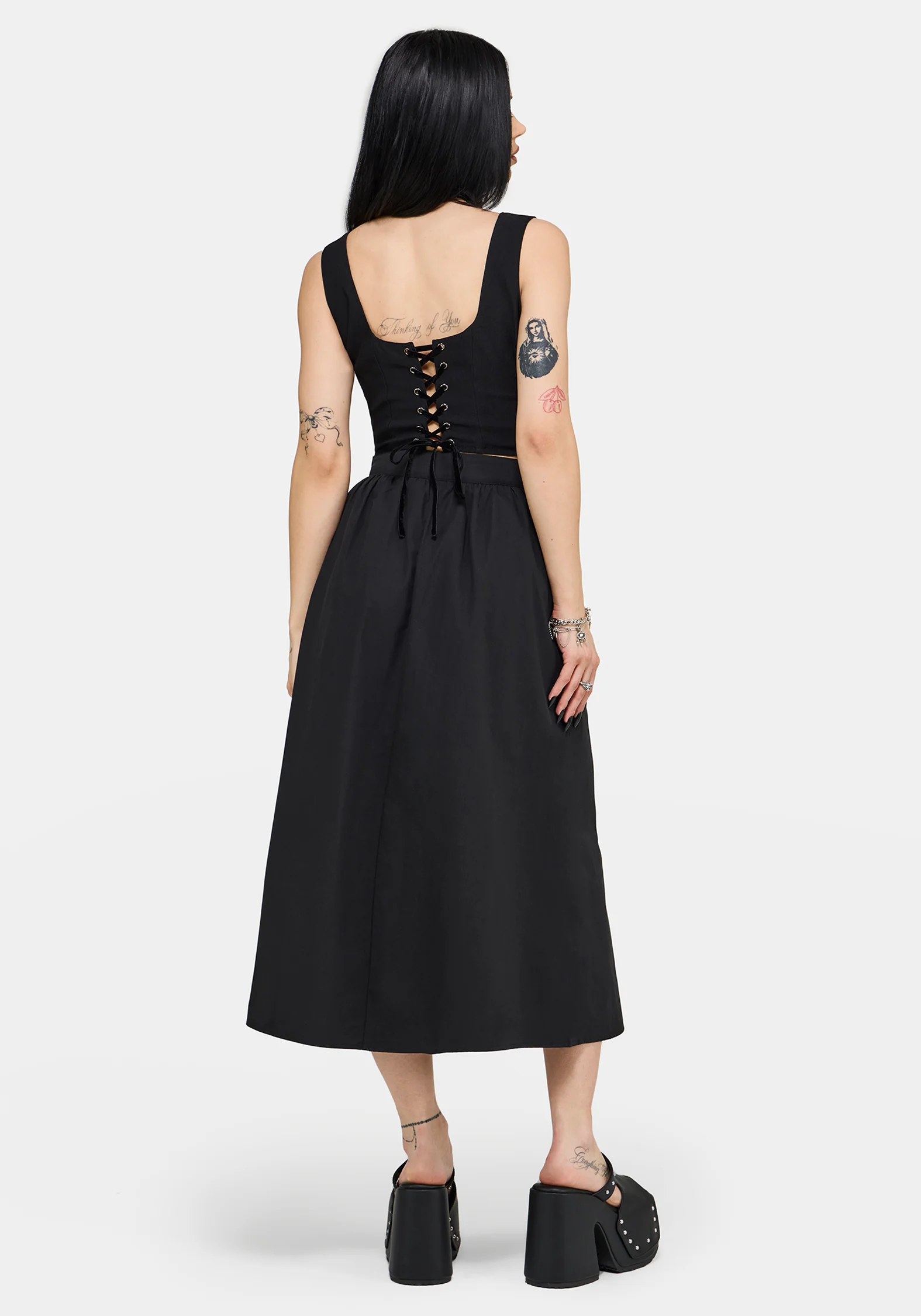 Mythos Cotton Embroidered Midi Skirt - Image 3