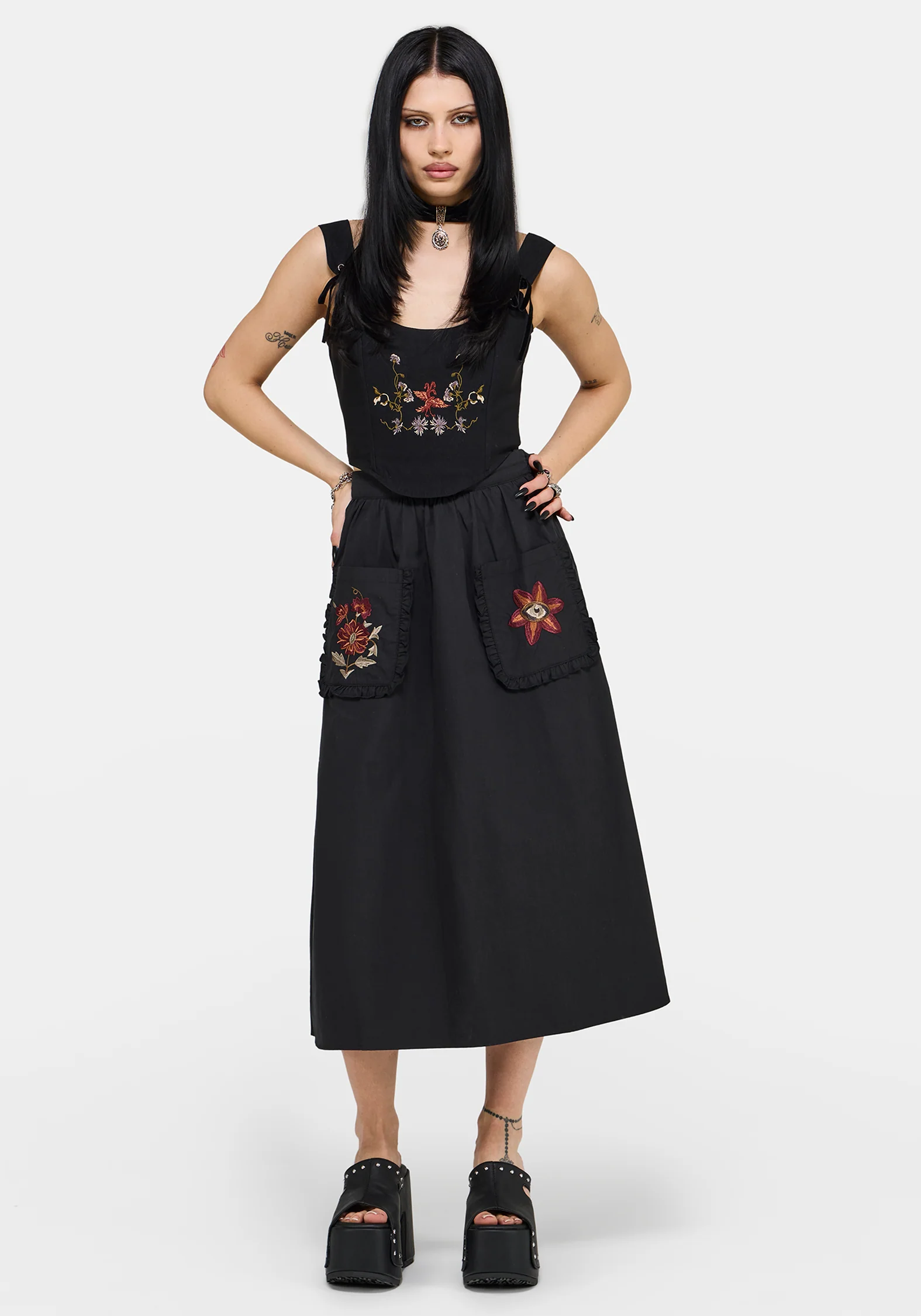 Mythos Cotton Embroidered Midi Skirt - Image 5