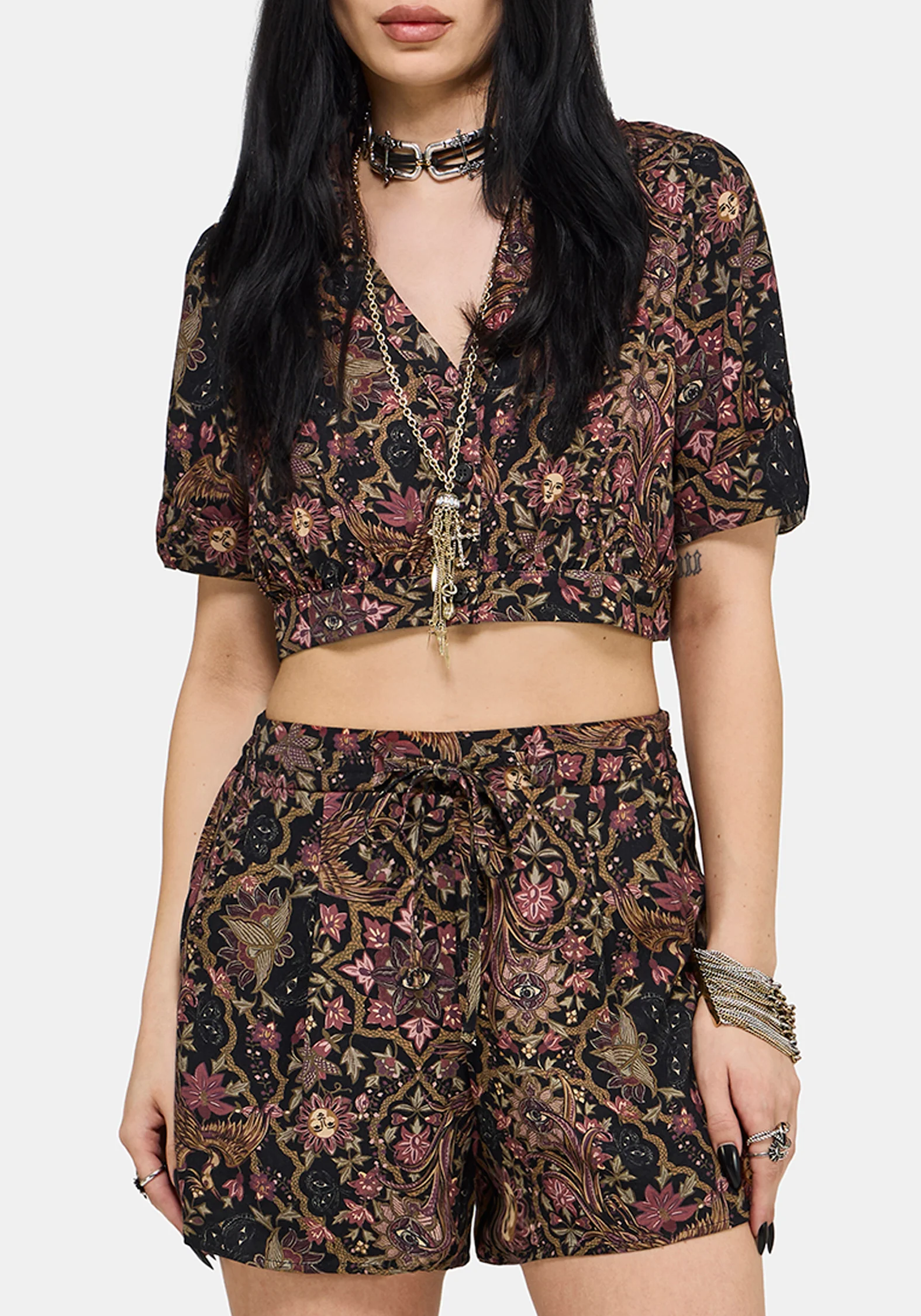 Mythos Print Tie Front Short - Image 2