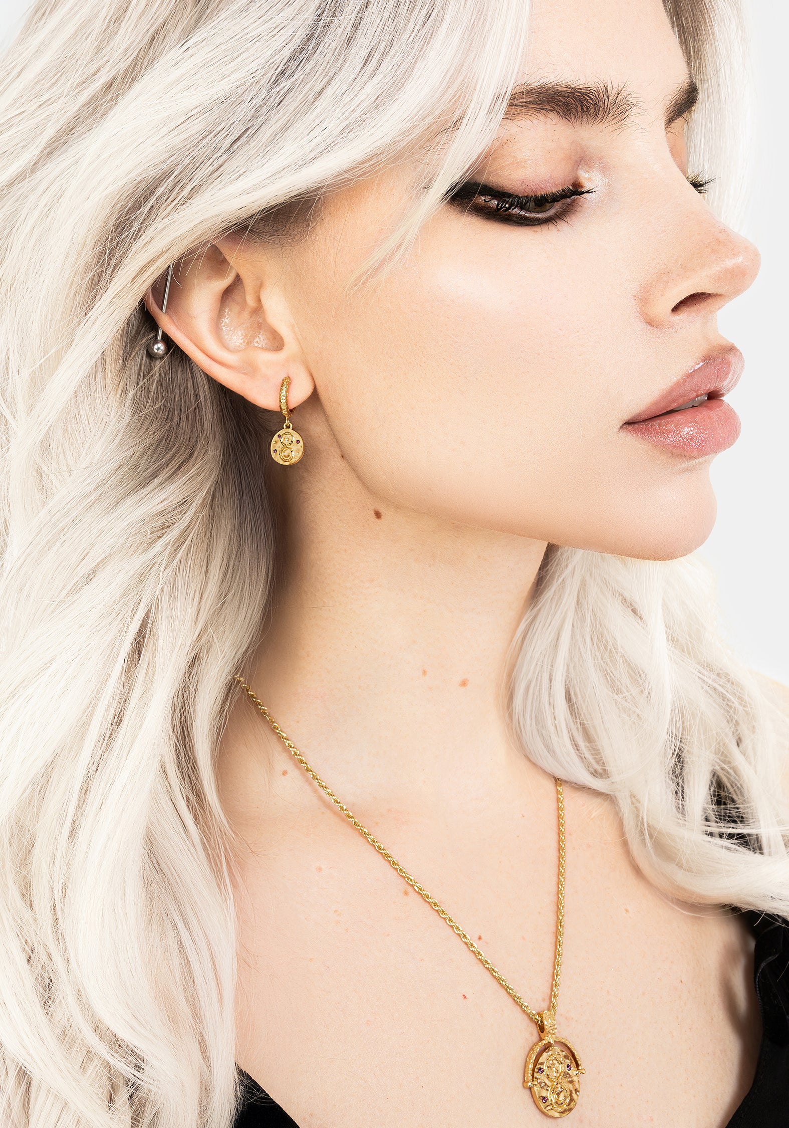 Naja Snake Charm Hoop Earrings - Image 4