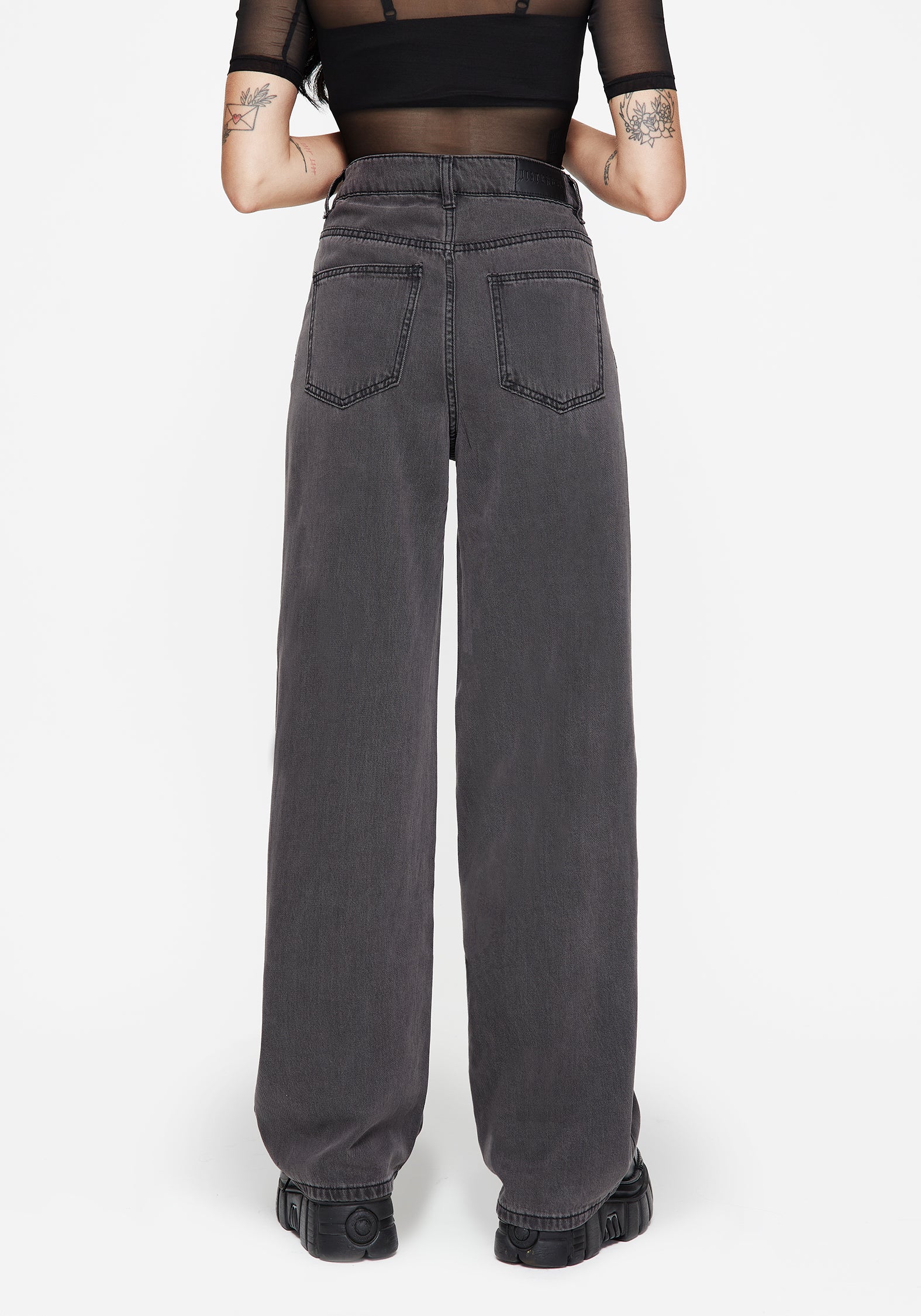 Nara Wide Leg Distressed Gothic Embroidery Jeans - Image 3