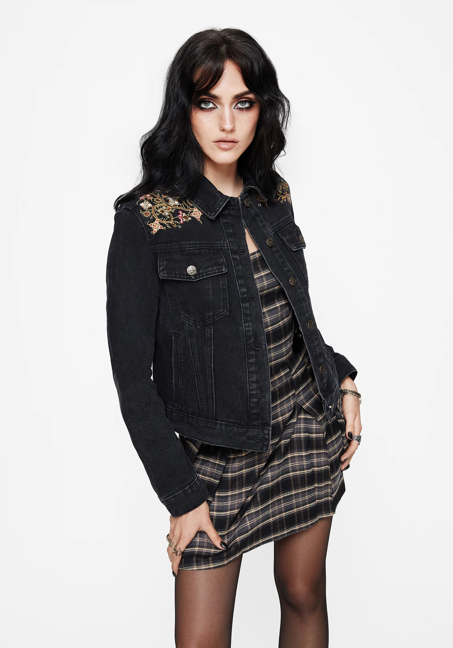 Nasturtium Floral Embroidered Denim Jacket - Image 4