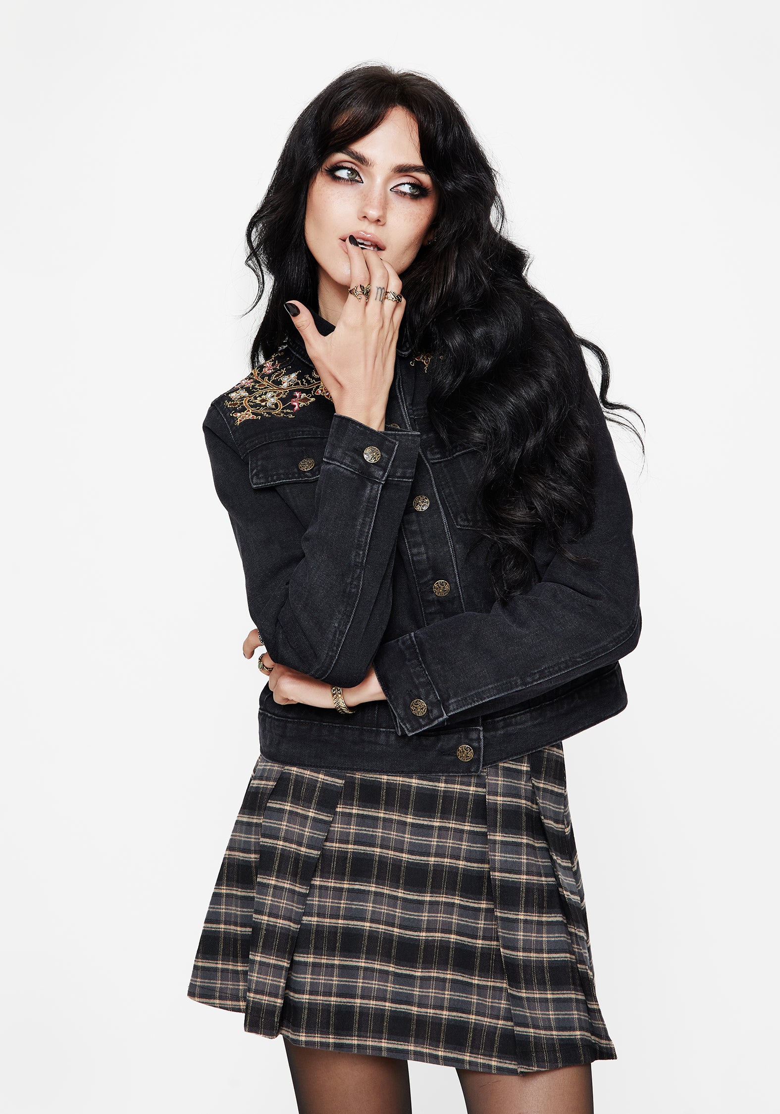 Nasturtium Floral Embroidered Denim Jacket - Image 7