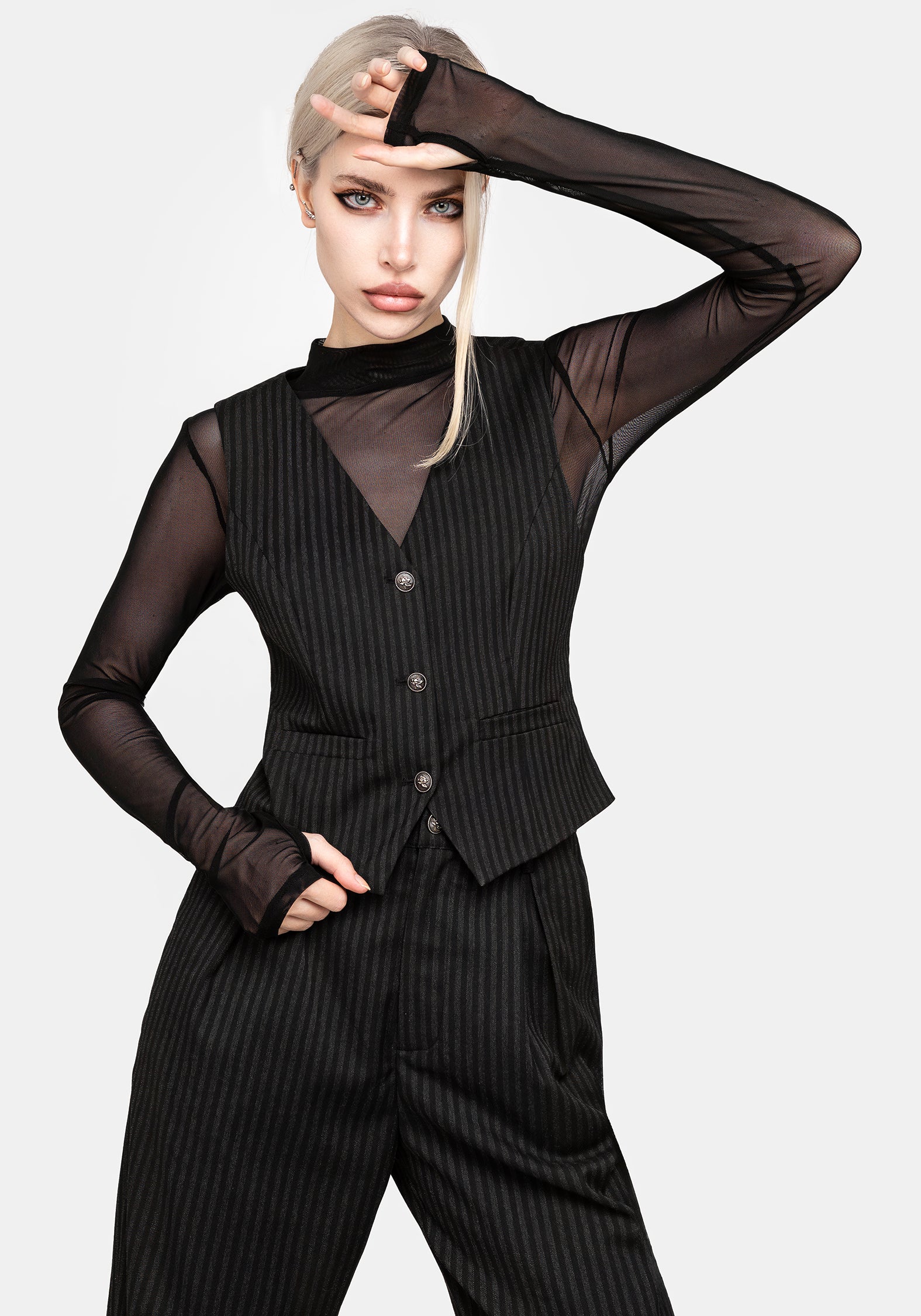 Necrosis High Neck Long Sleeve Mesh Top - Image 7