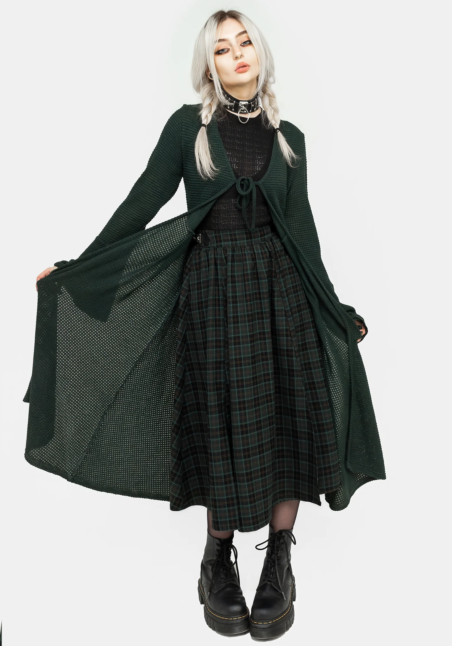 Nightingale Buckled Check Midi Skirt - Image 9