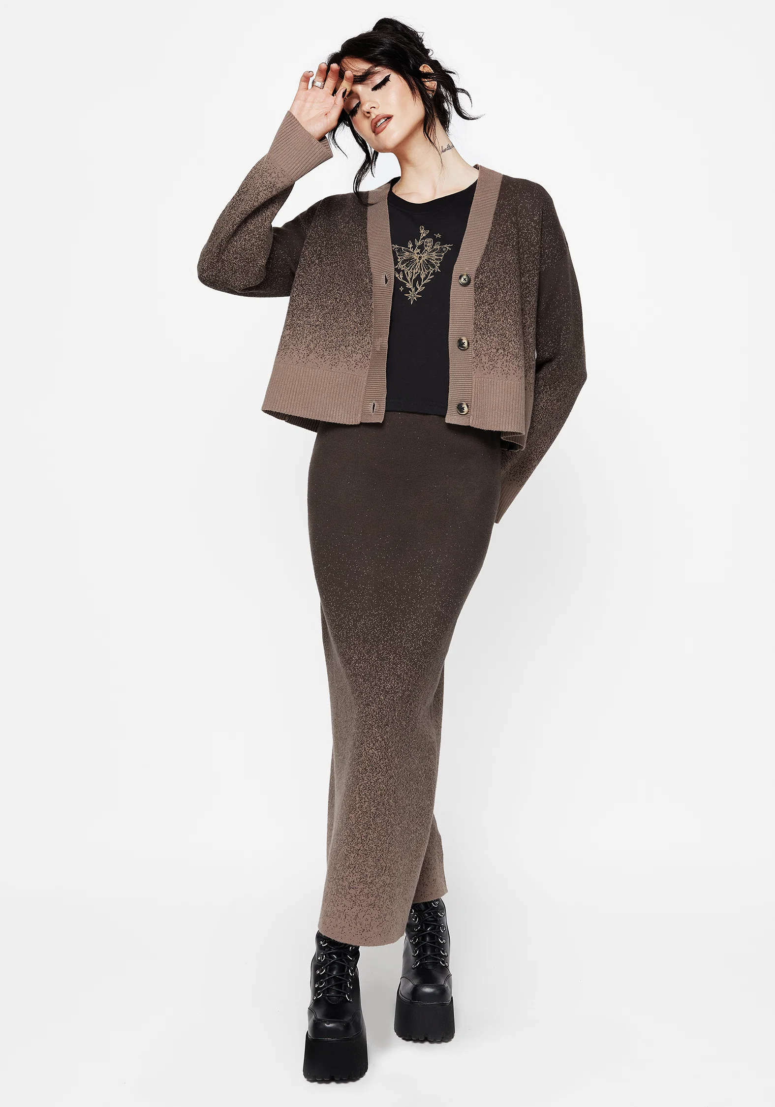 Nightjar Ombre Knit Cardigan - Taupe - Image 5