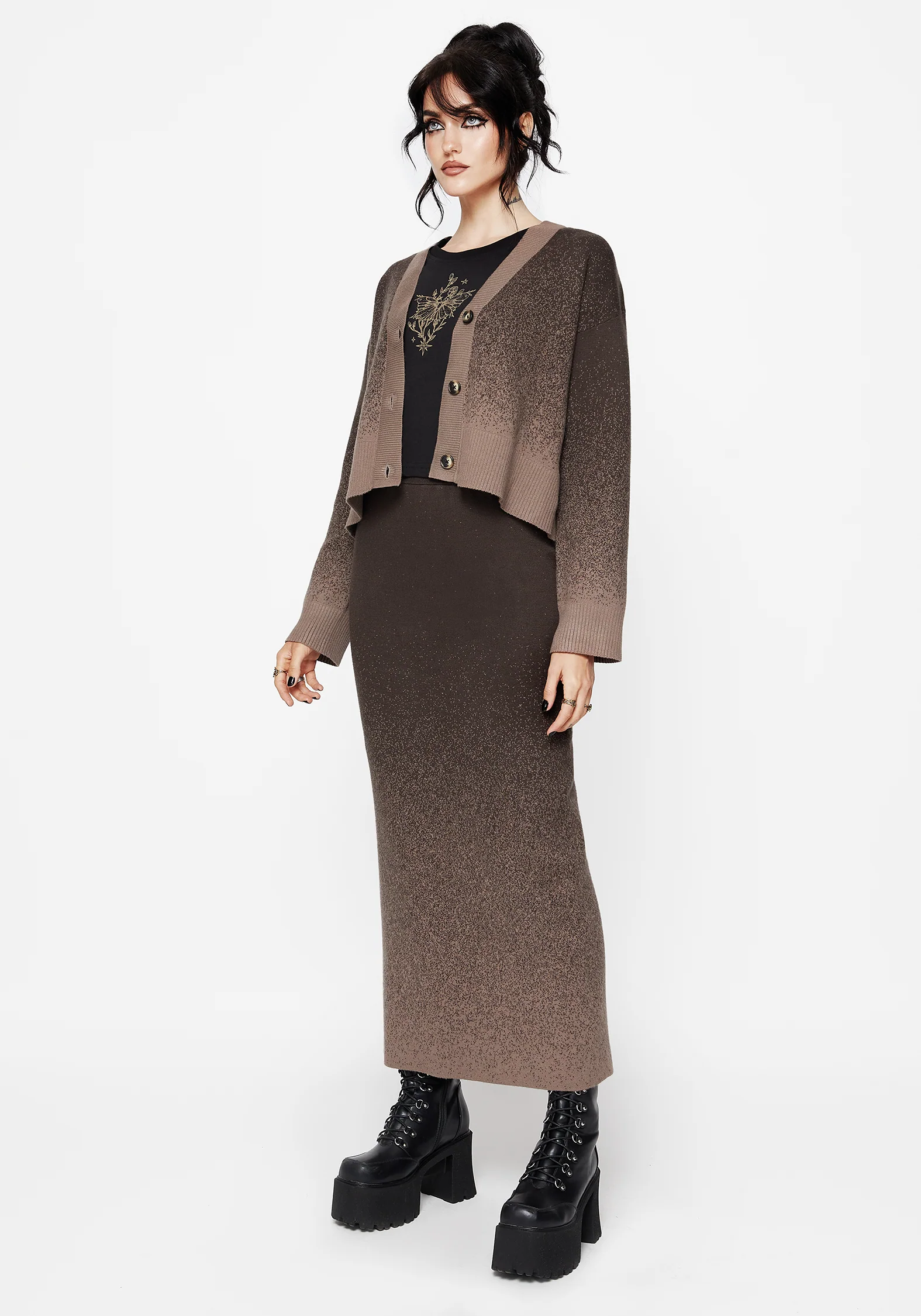 Nightjar Ombre Knit Cardigan - Taupe - Image 7