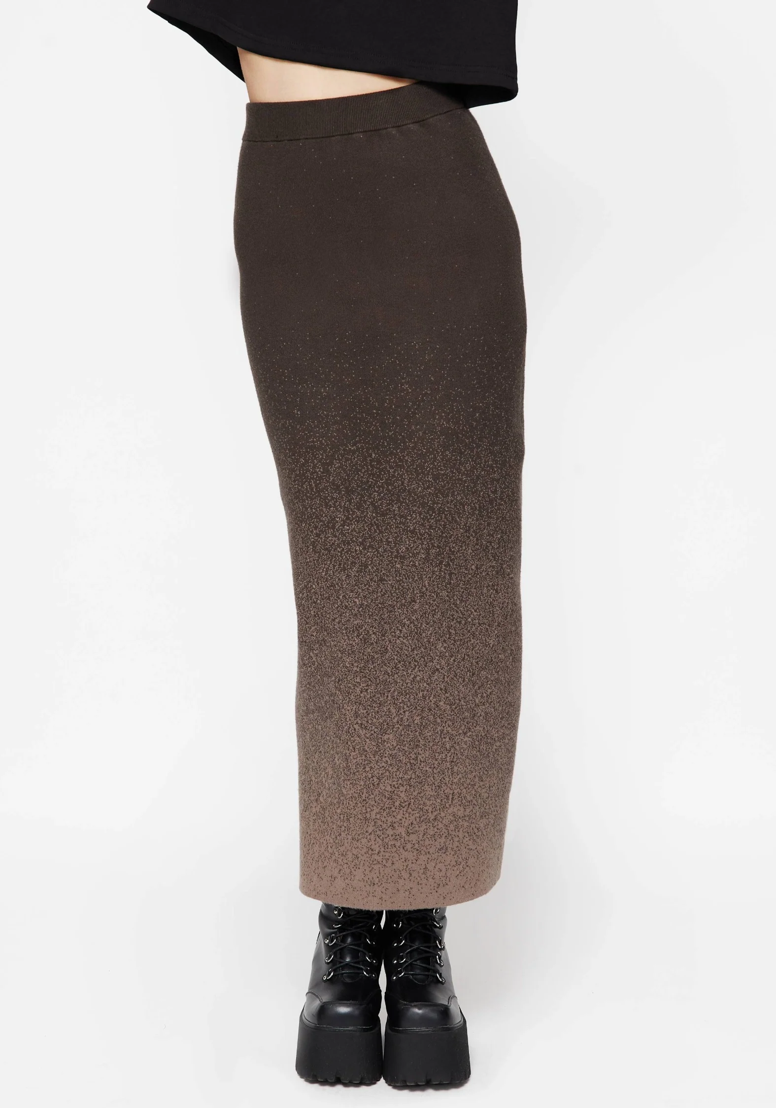 Nightjar Ombre Knit Maxi Skirt - Taupe - Image 4