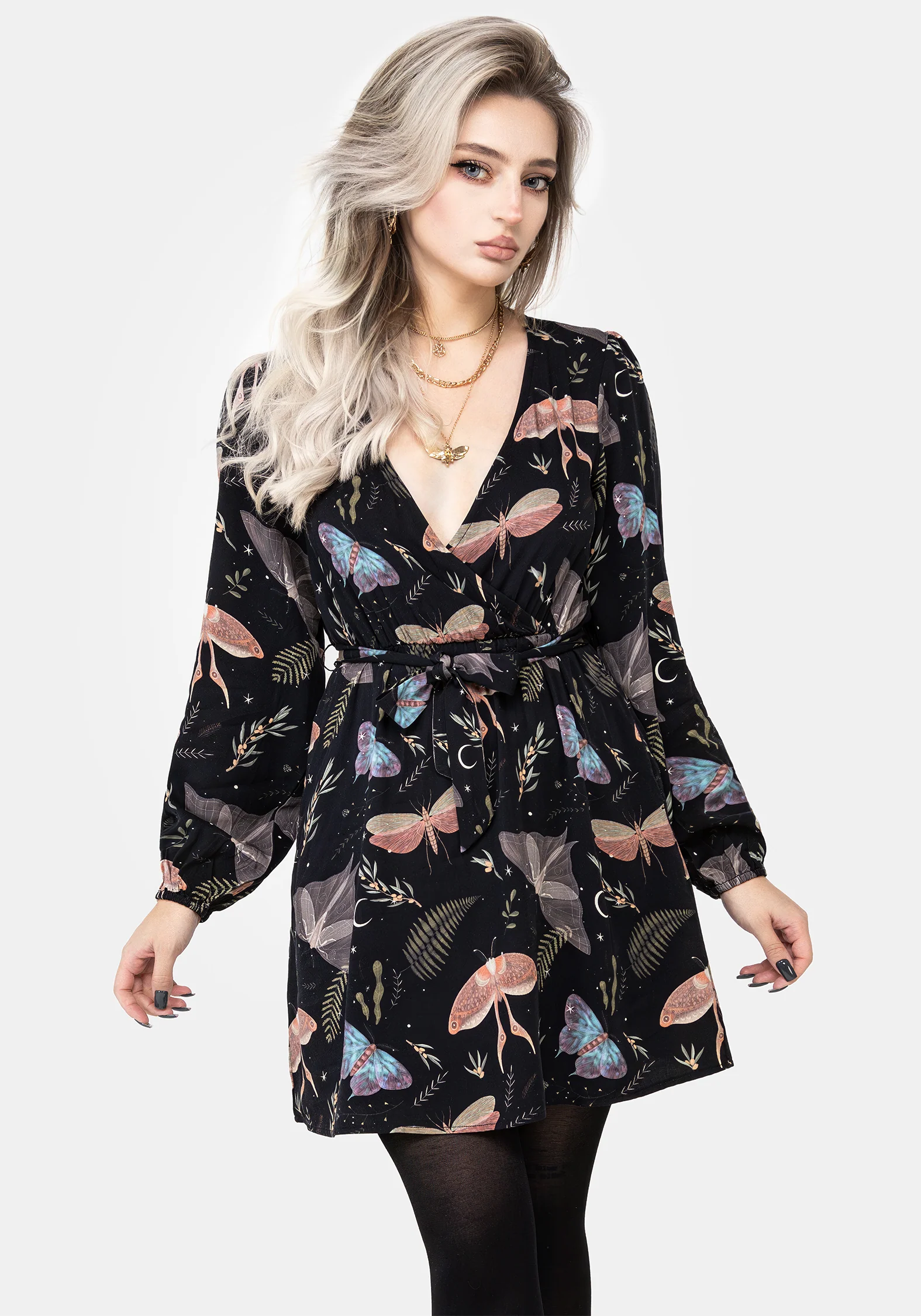 Nightmoth Mini Wrap Dress - Image 6
