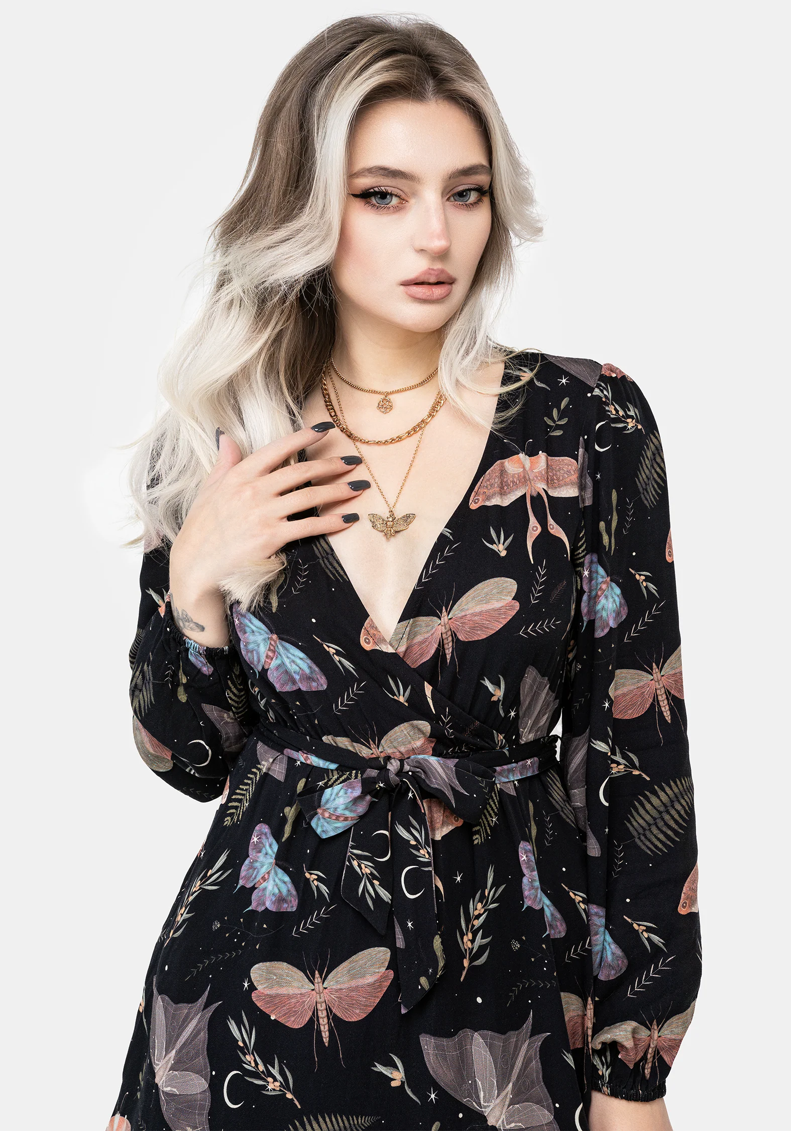 Nightmoth Mini Wrap Dress - Image 7