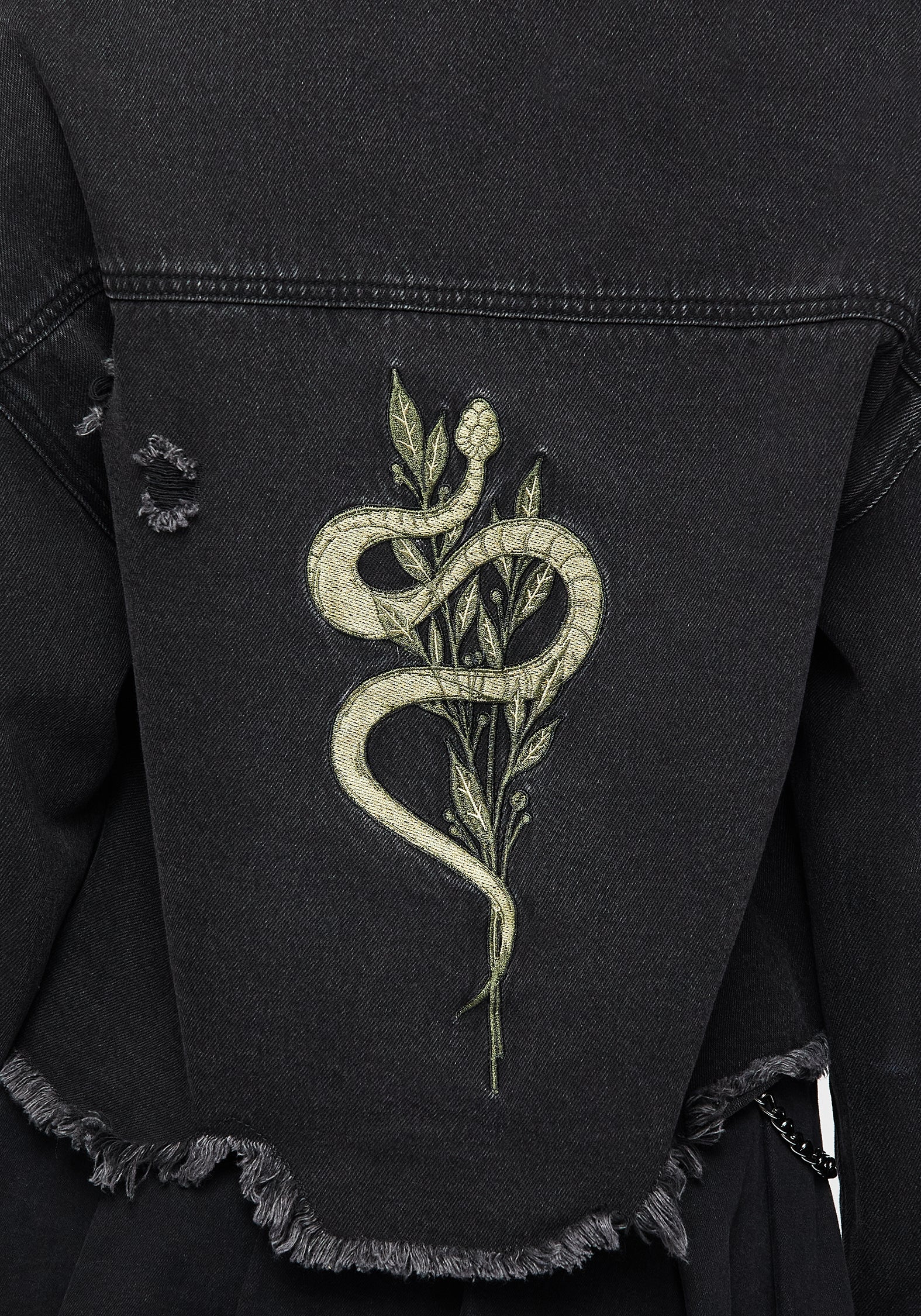 Nirah Embroidered Crop Denim Jacket - Image 2